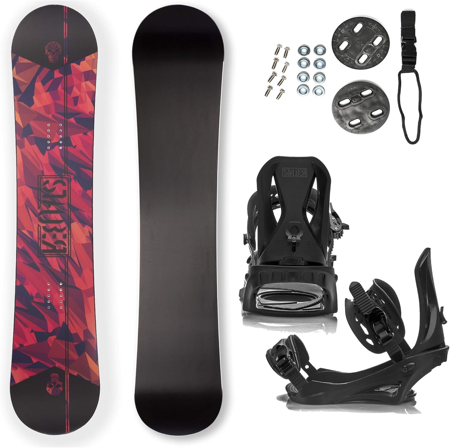 Cohallo Summit Snowboard & Binding Package Size 128, 133, 138, 143, 148,153,158,161- Best All-Terrain, Twin Directional, Hybrid Profile Snowboard & Bindings for All Levels