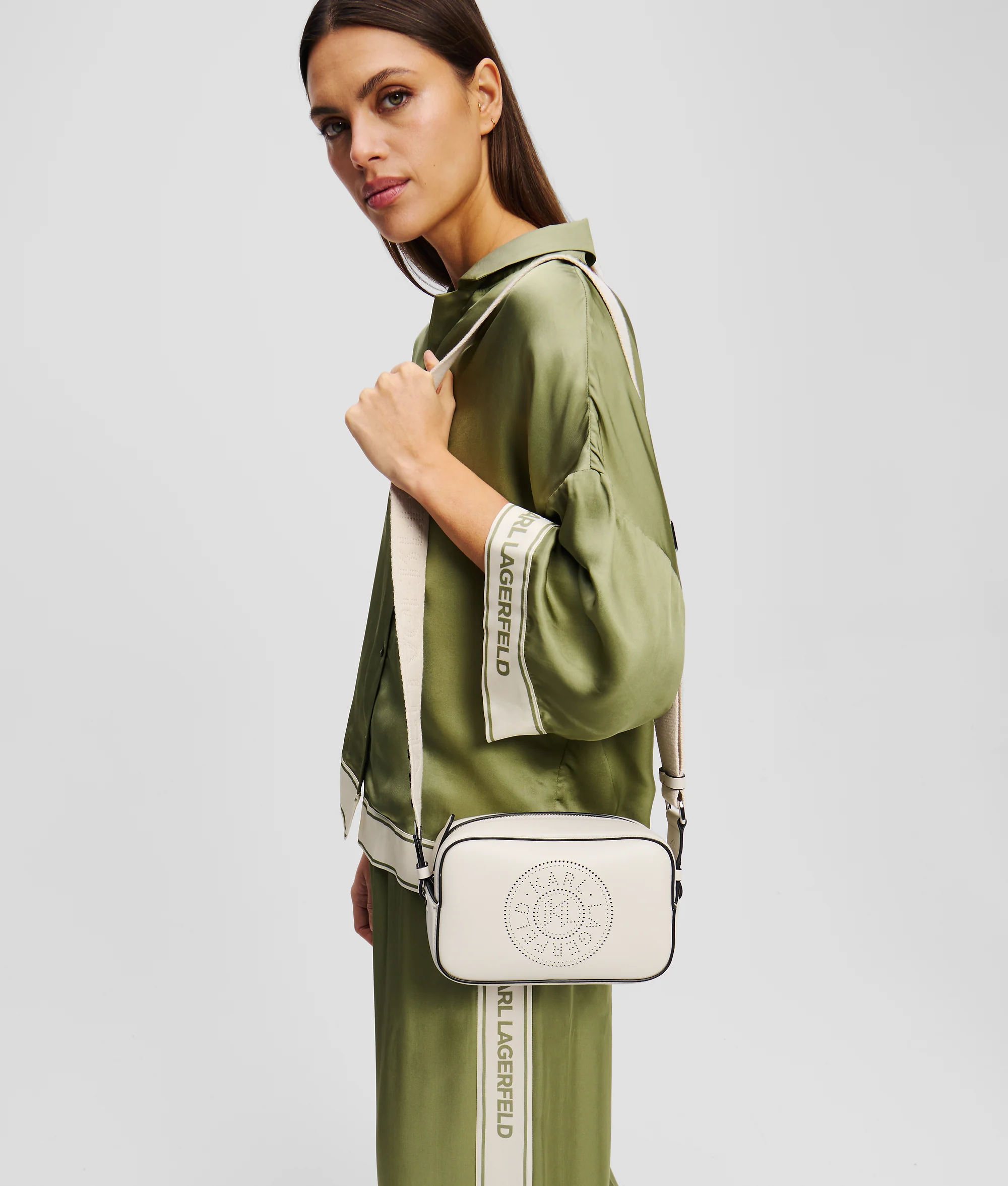 K/CIRCLE PERFORATED CROSSBODY BAG