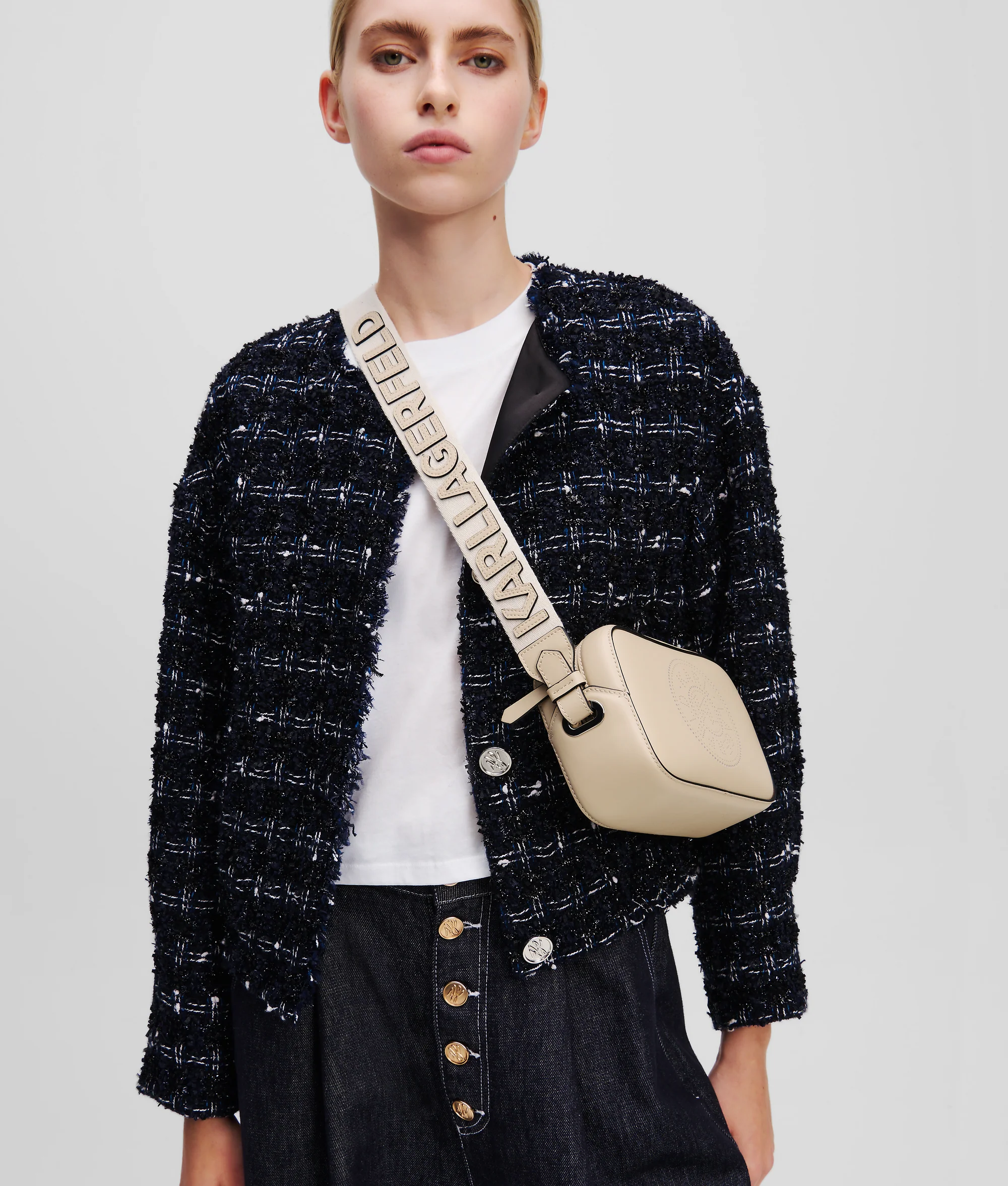K/CIRCLE PERFORATED CROSSBODY BAG