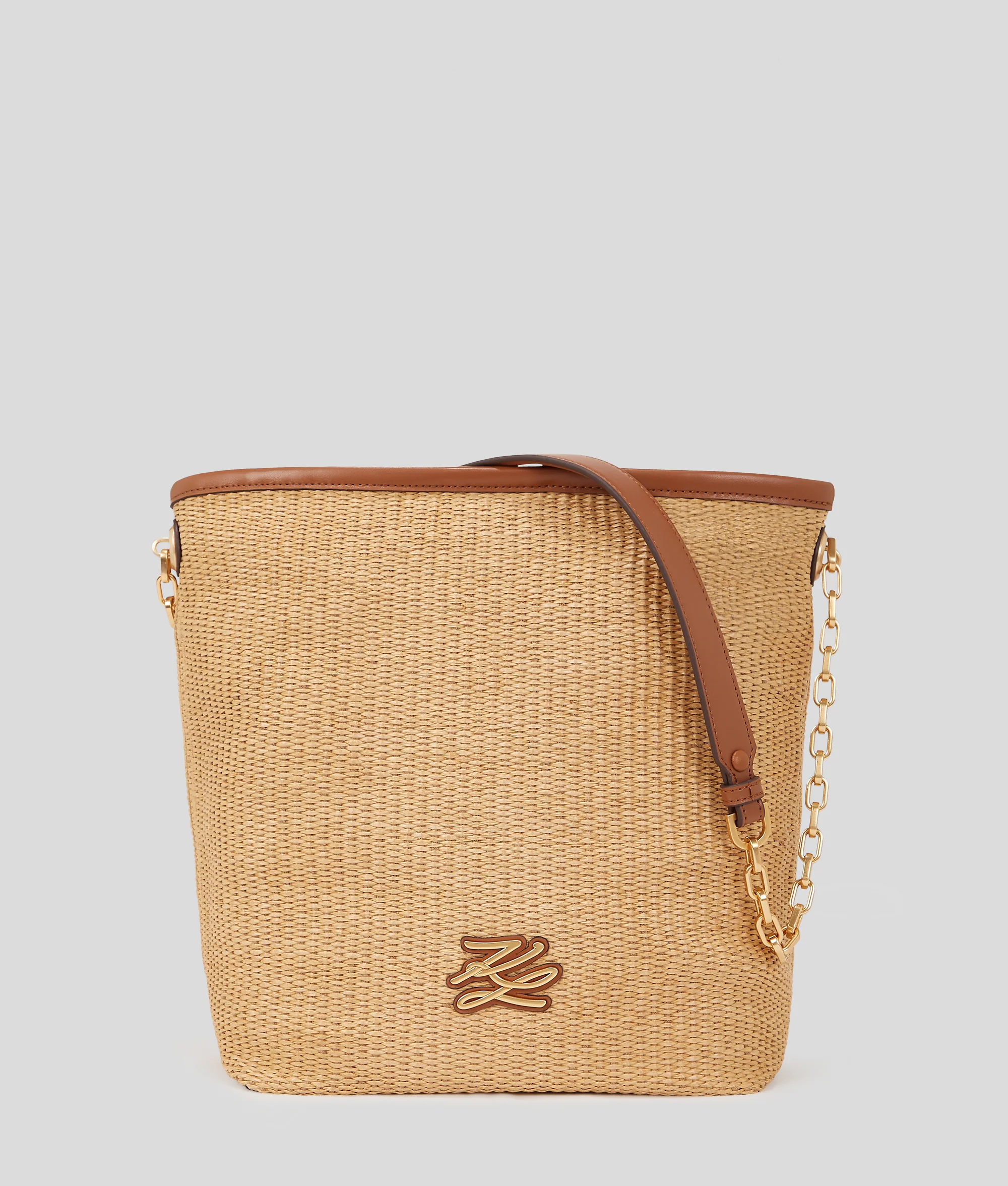 K/AUTOGRAPH RAFFIA MEDIUM BUCKET BAG