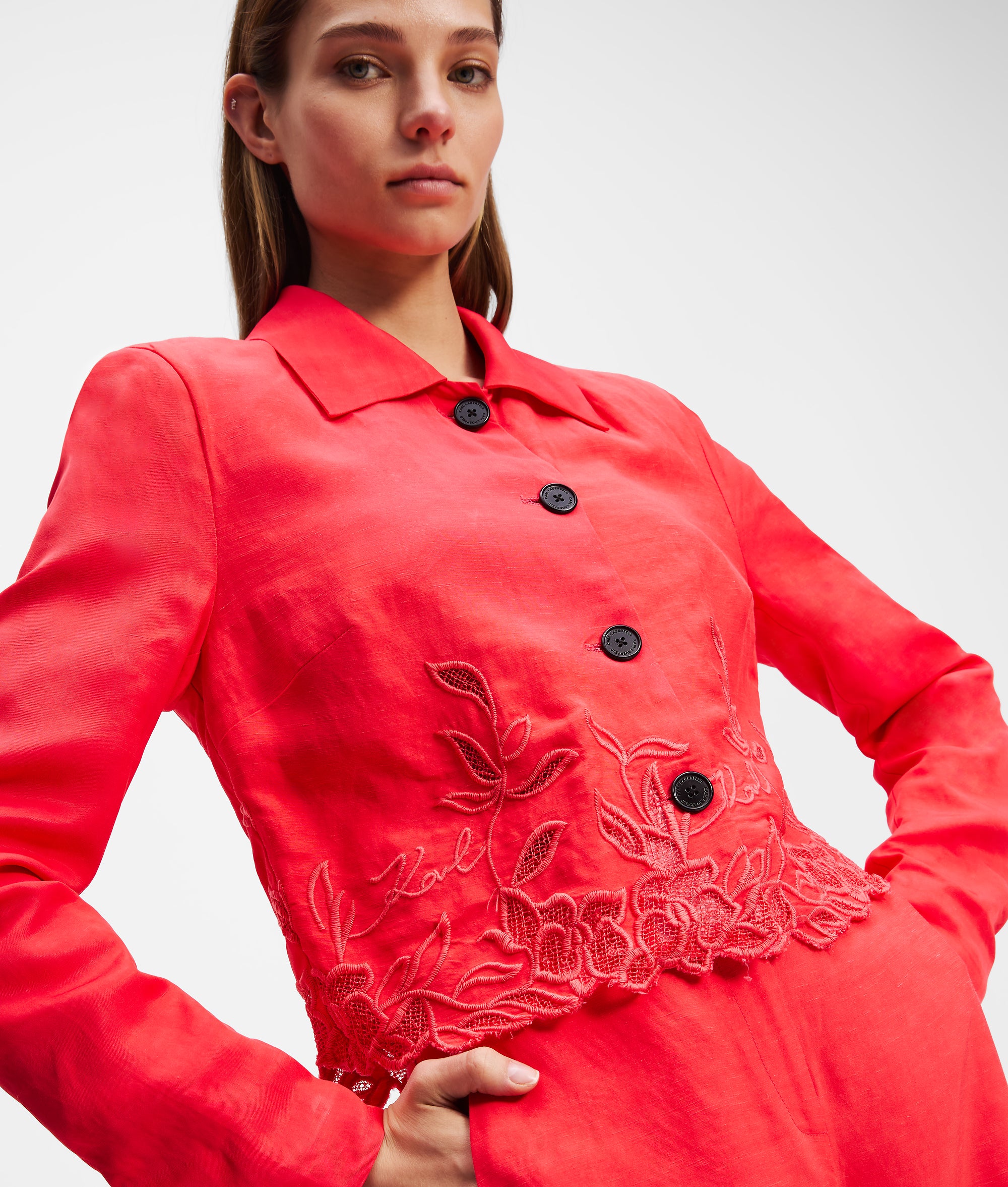 CUT-OUT EMBROIDERY JACKET