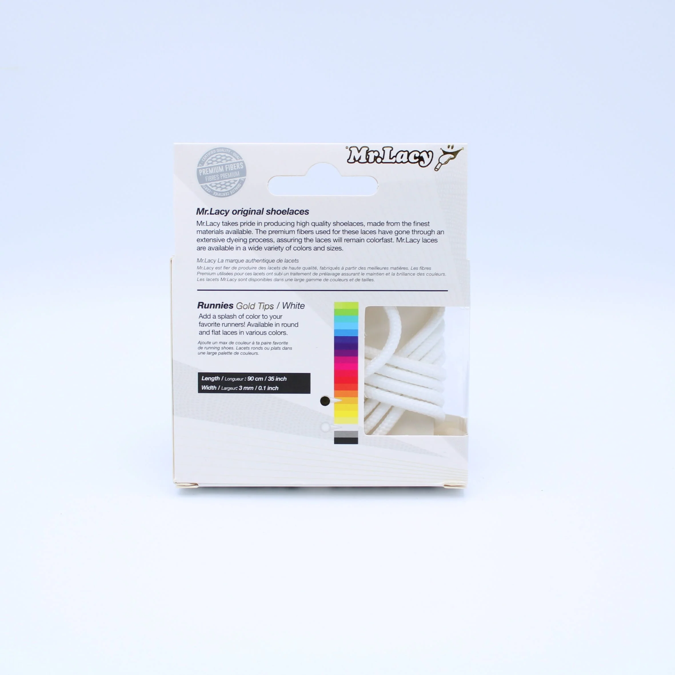 Runnies Round Metal Tips Shoelaces · White with Gold Tip