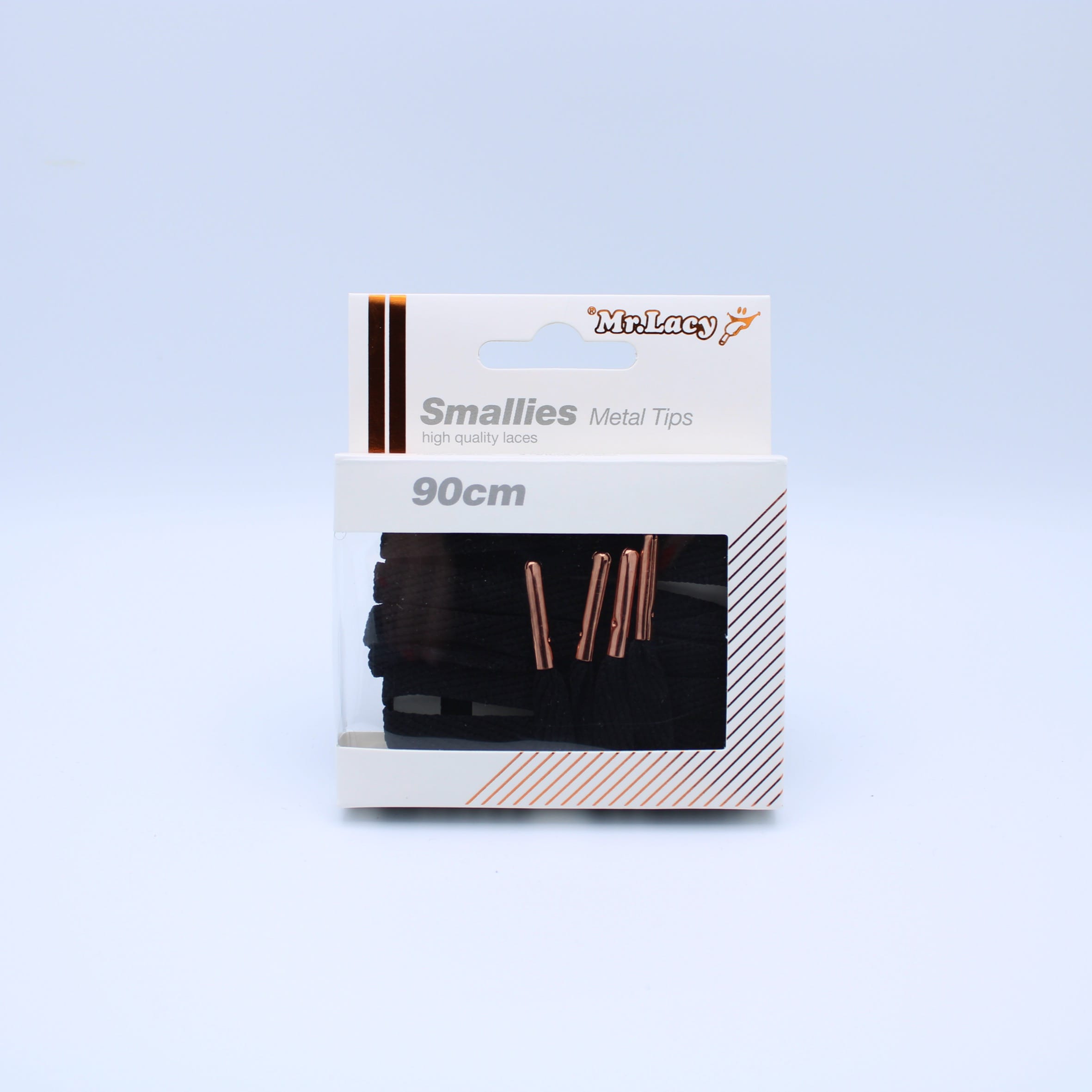 Smallies Metal Tip Shoelaces · Black with Rose Gold Tip