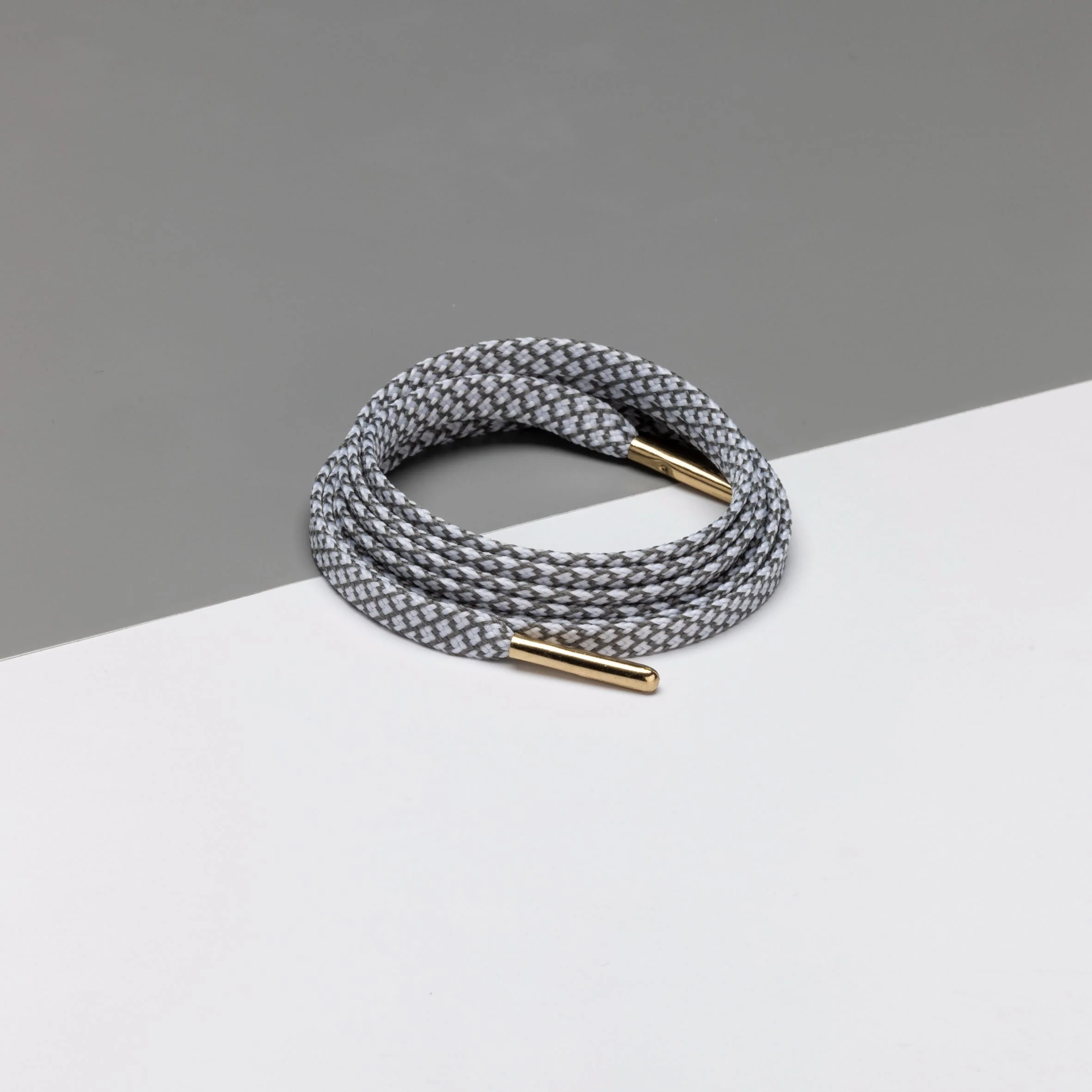 Ropies Flat Shoelaces · White/Grey/Gold Tip