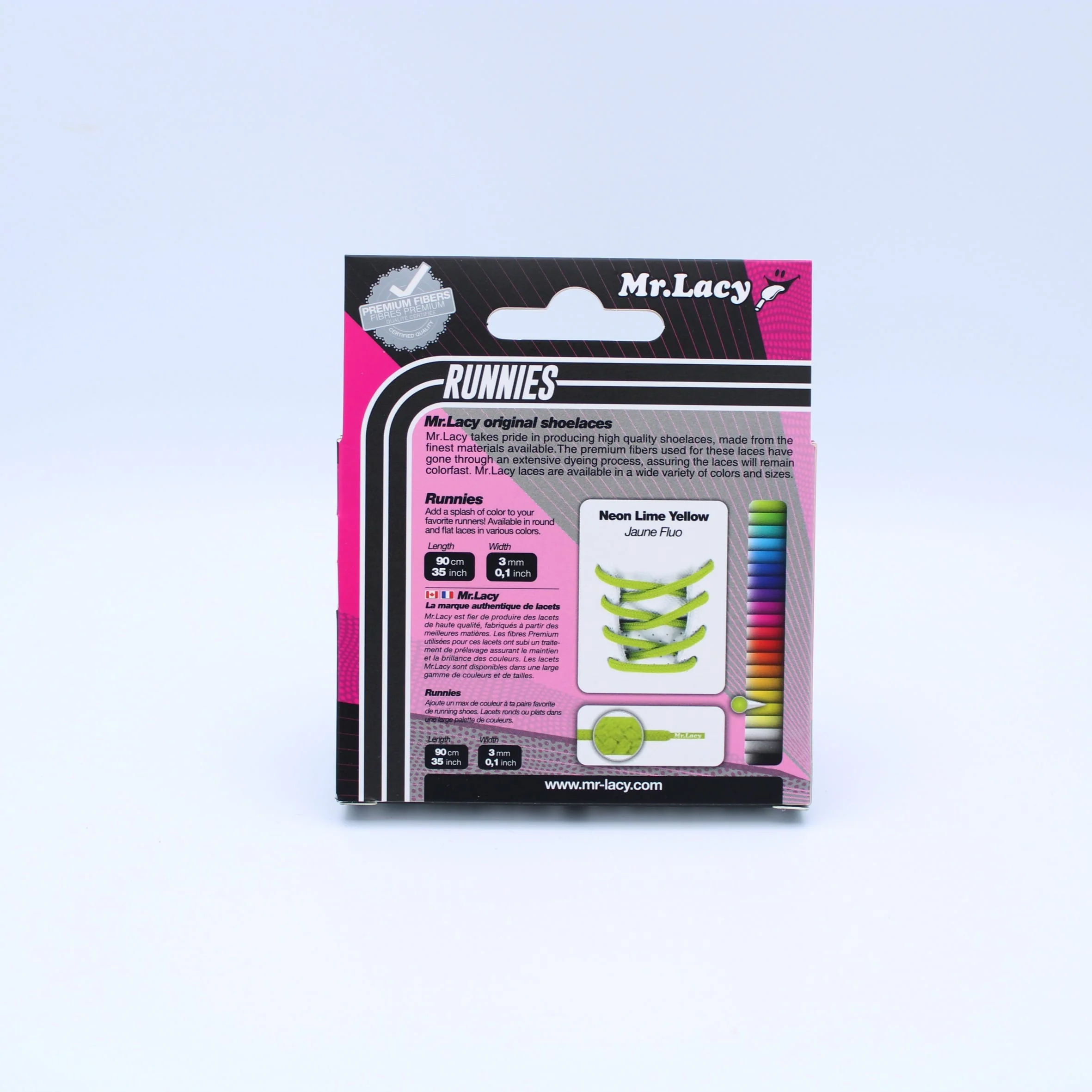 Runnies Round Shoelaces · Neon Lime Yellow