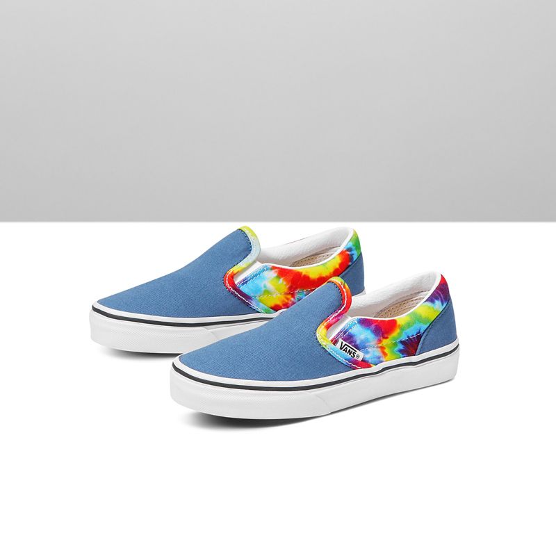 Customs Navy Rainbow Tie Dye Slip-On Wide