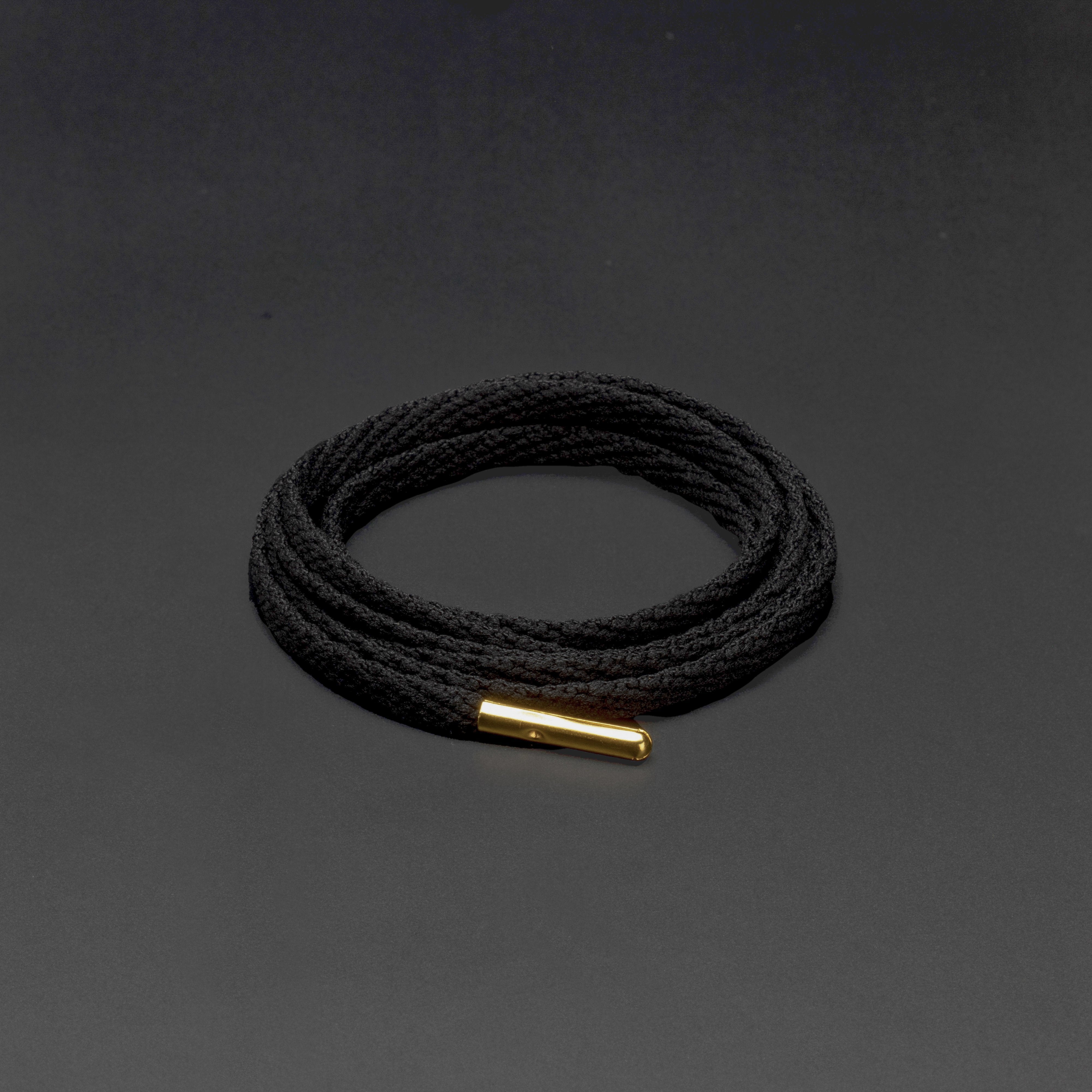 Skinnies Metal Tips Shoelaces · Black with Gold Tip