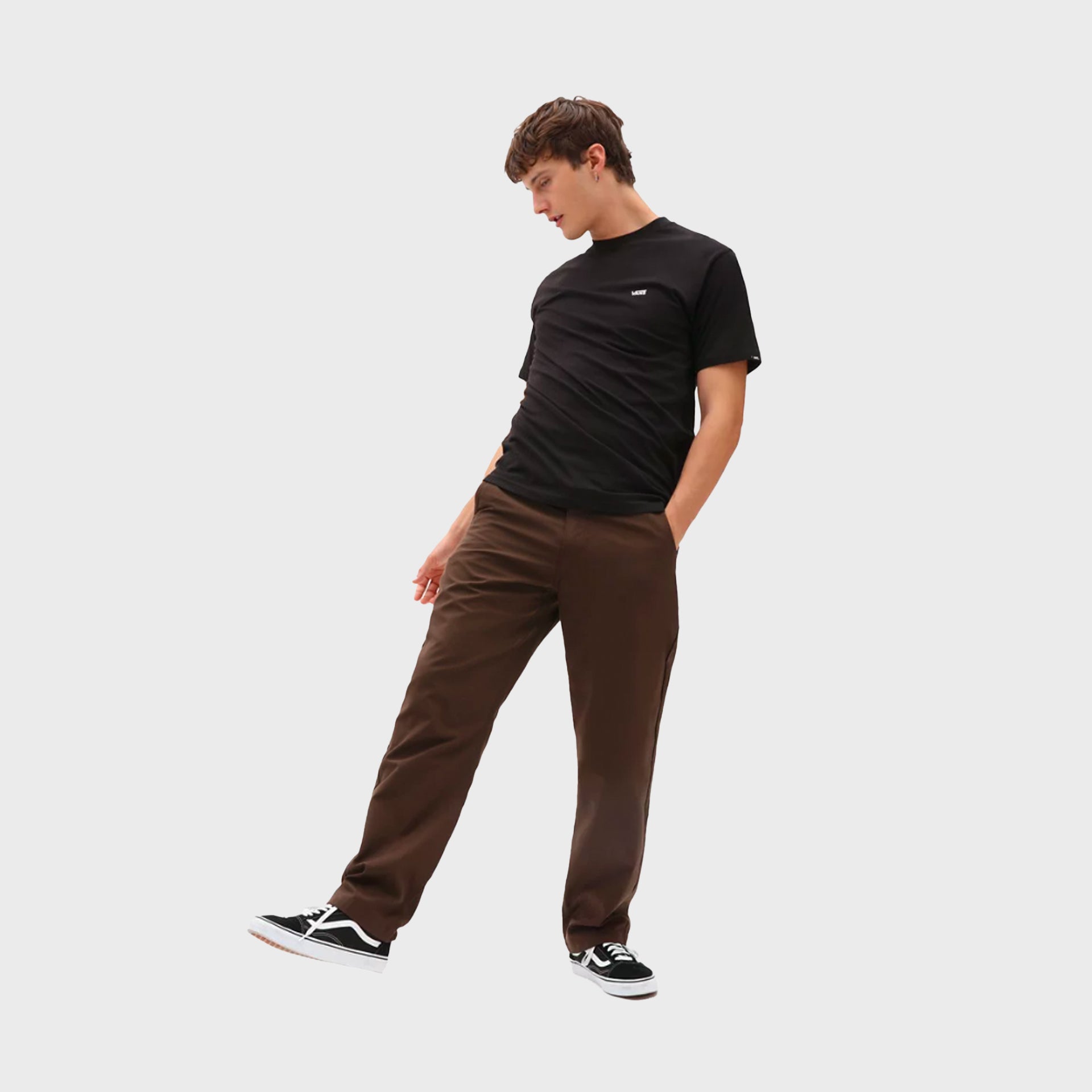 Vans Left Chest Logo Mens T-Shirt - Black/White