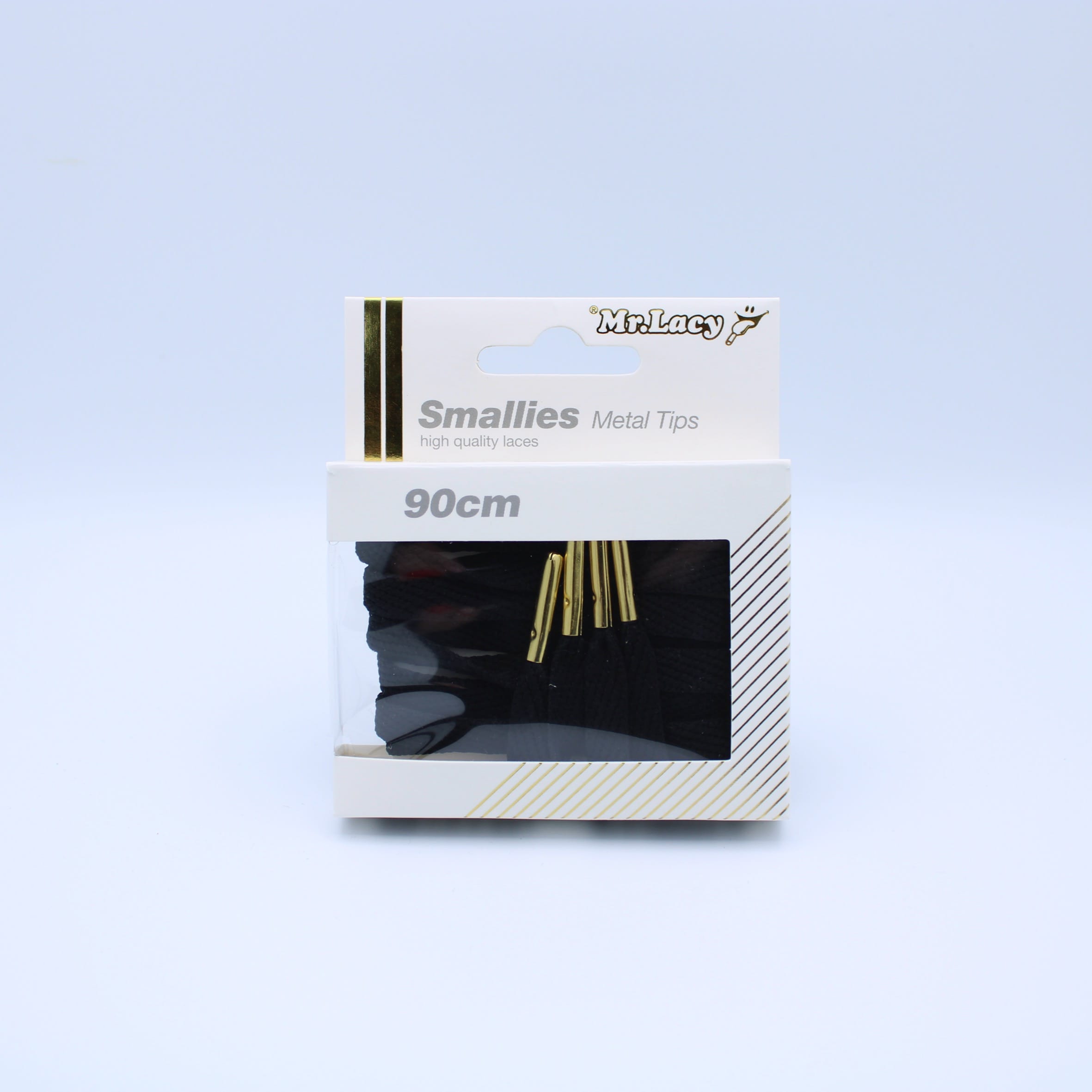 Smallies Metal Tip Shoelaces · Black with Gold Tip