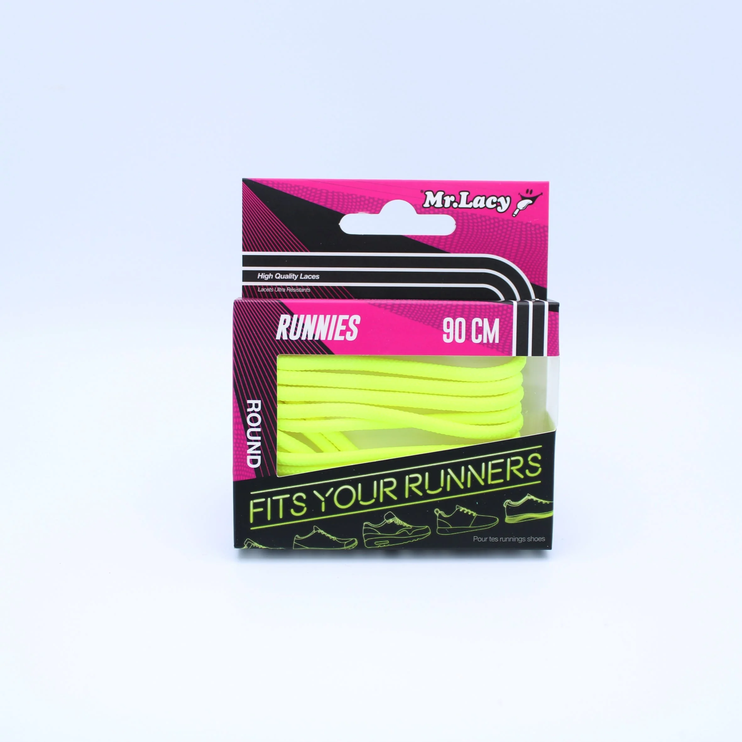 Runnies Round Shoelaces · Neon Lime Yellow