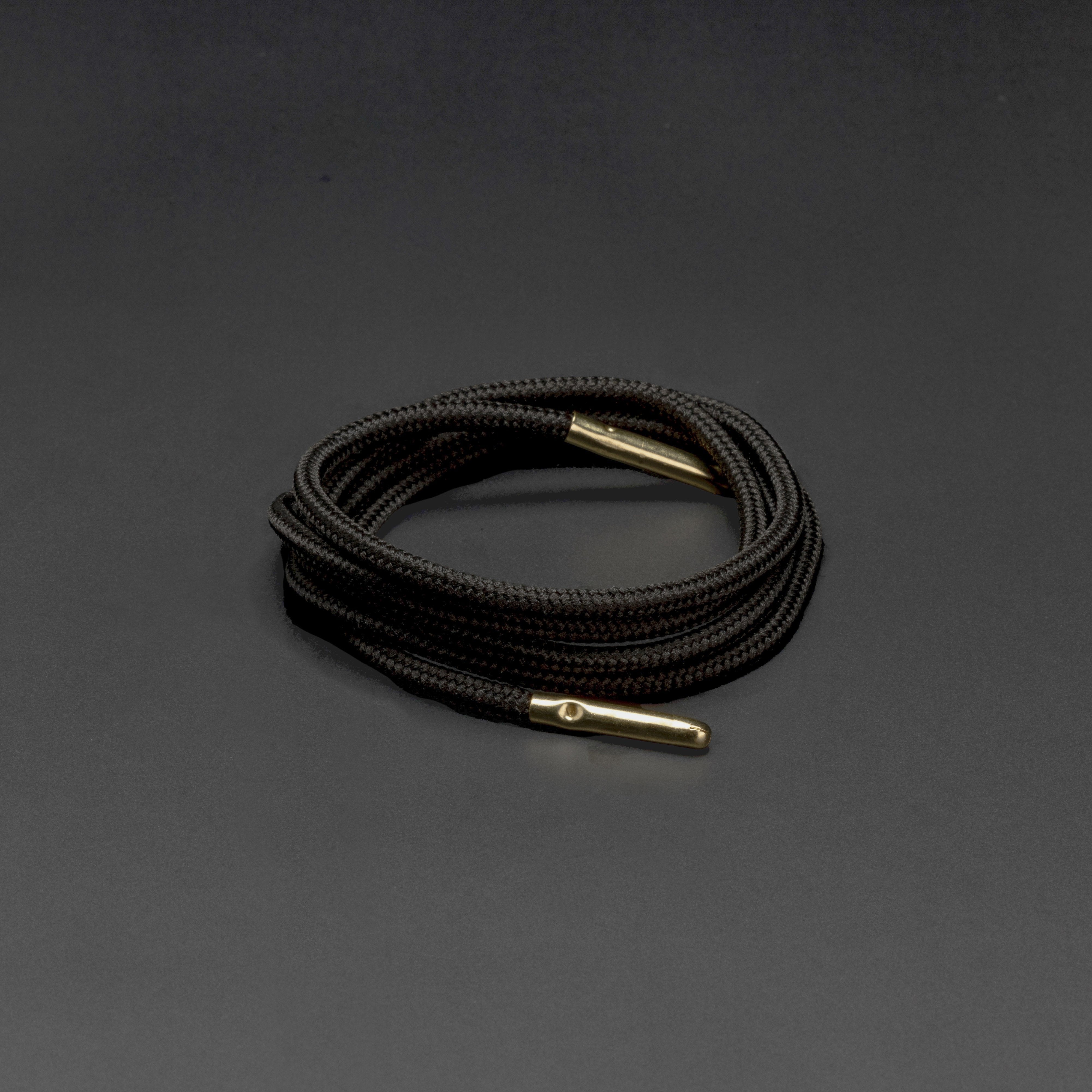 Runnies Round Metal Tips Shoelaces · Black with Gold Tip