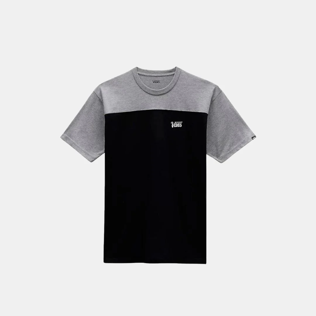 Vans Script Crew Block T-Shirt Black Grey Heather