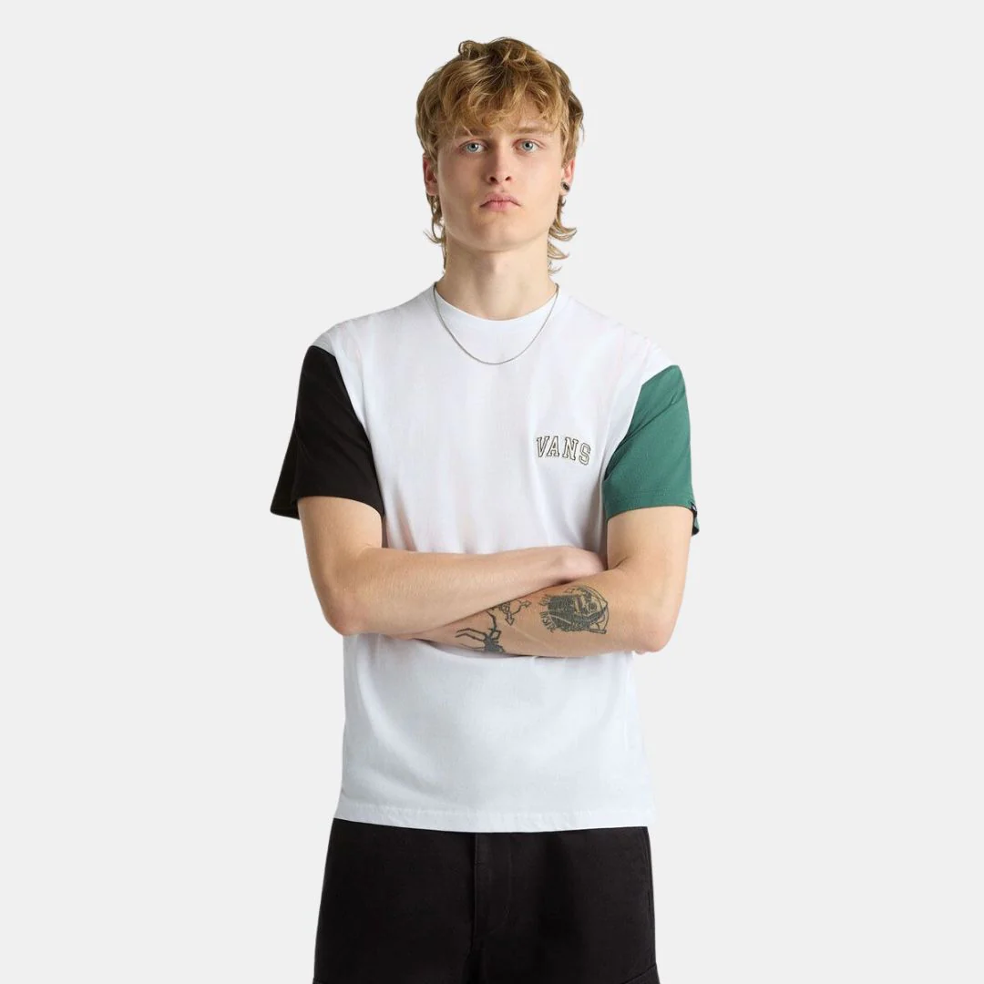 Vans Colorblock Varsity T-Shirt White Black Bistro Green
