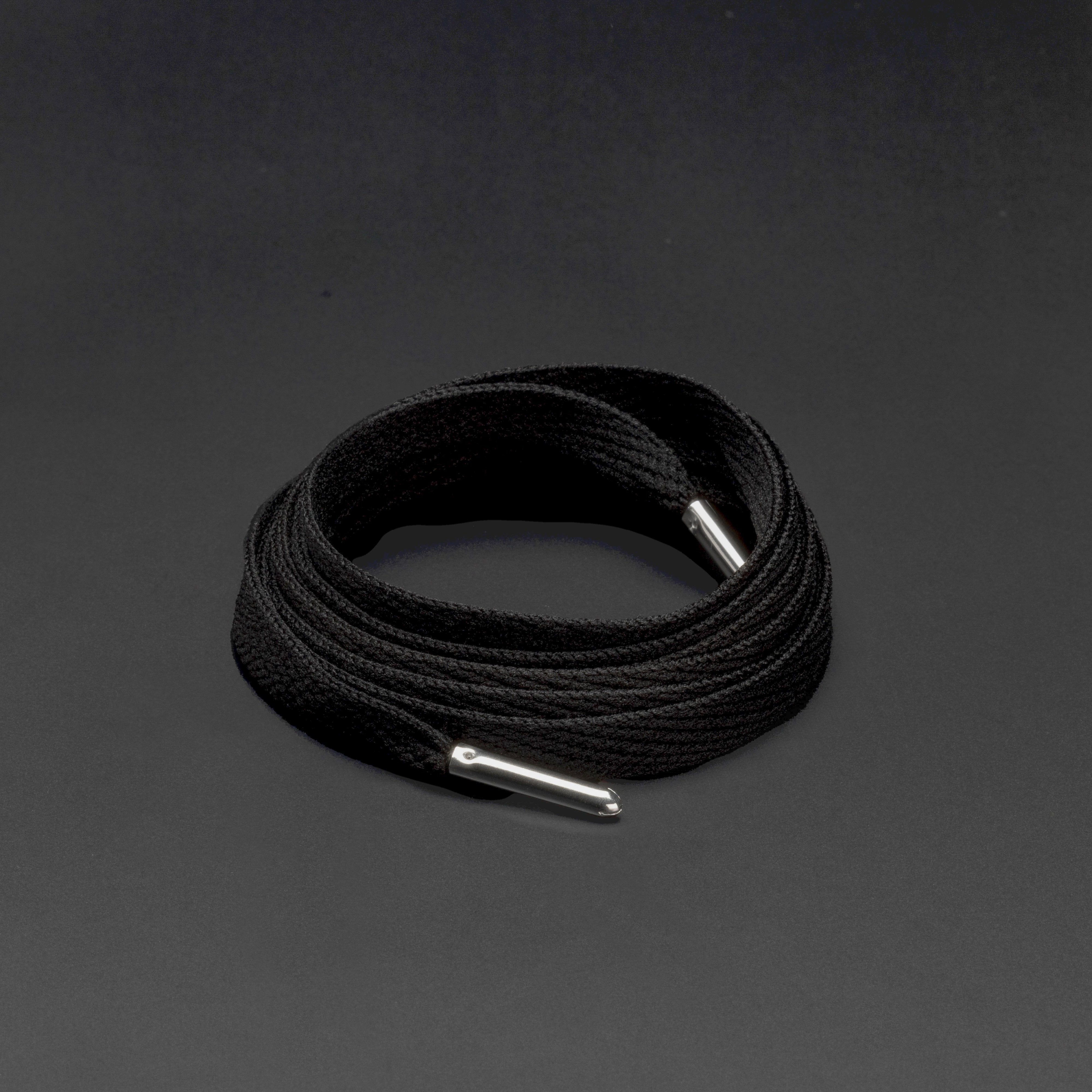 Flatties Metal Tips Shoelaces · Black with Silver Tip