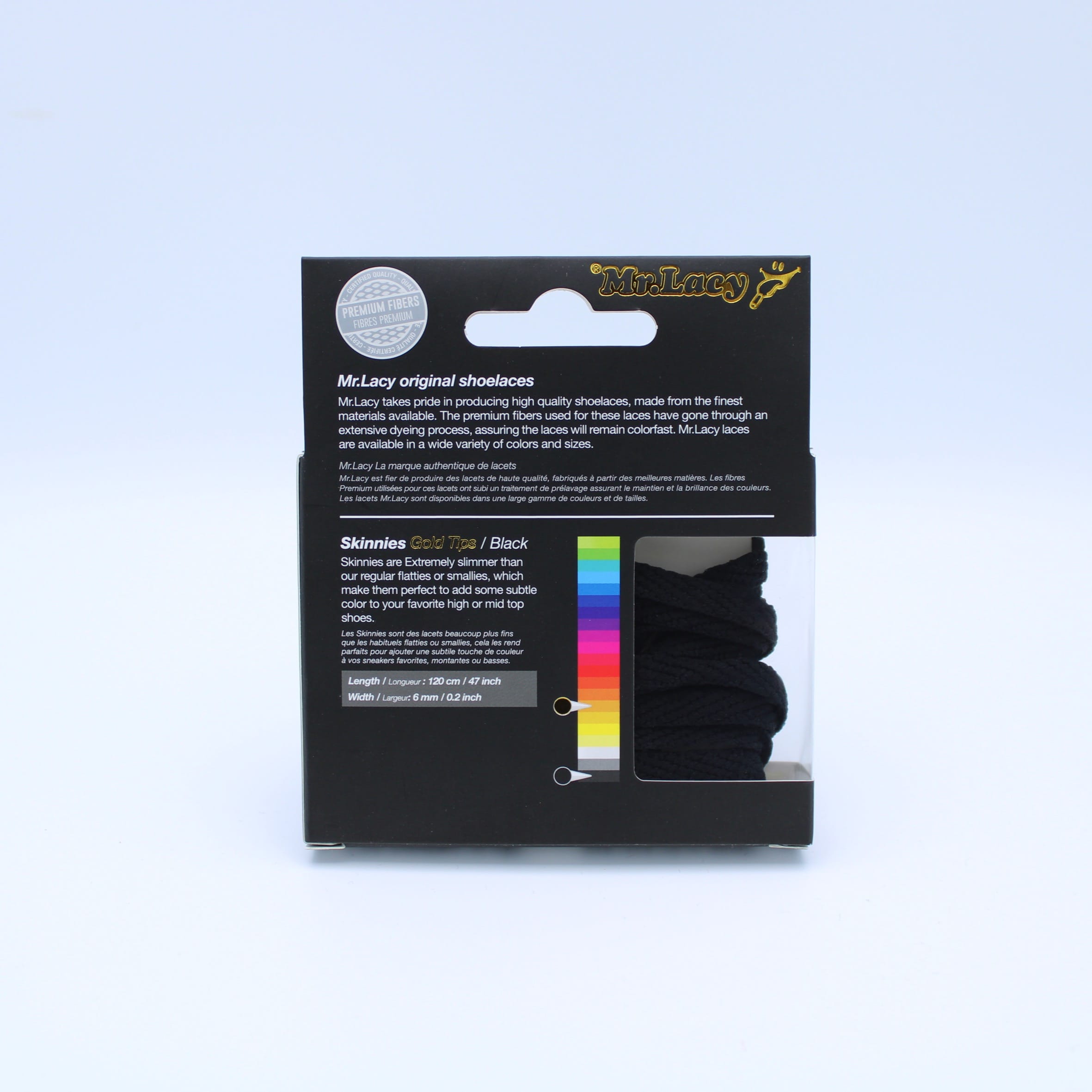 Skinnies Metal Tips Shoelaces · Black with Gold Tip