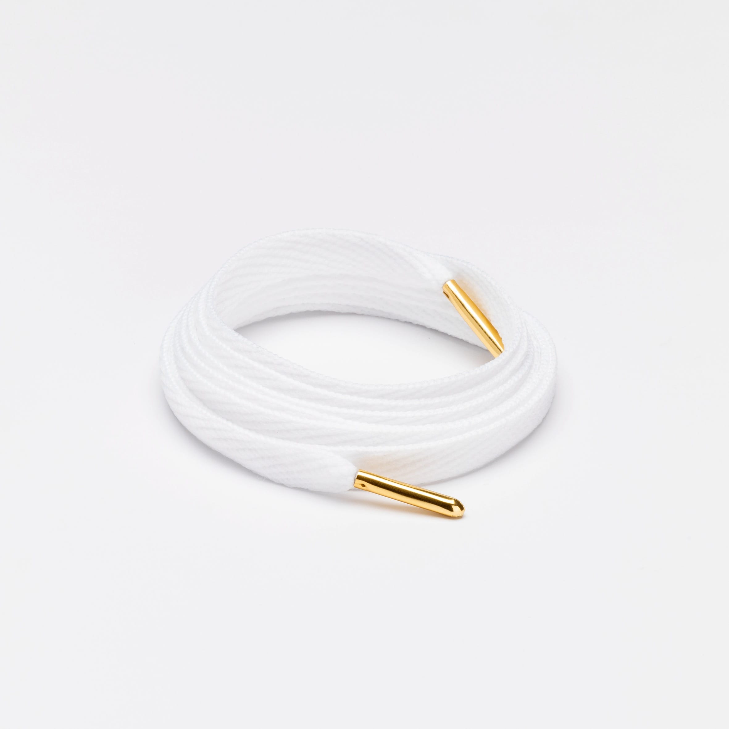 Flatties Metal Tips Shoelaces · White with Gold Tip