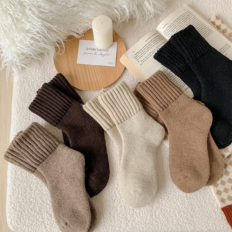 Women's Casual Soft Comfy Warm Socks for Fall & Winter, Solid Mid-calf Socks,Women's Socks for Daily Wear