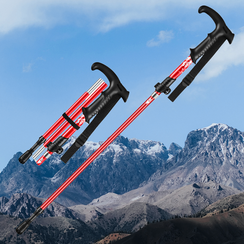 Ultraleichter Aluminium-Wanderstock – Rot