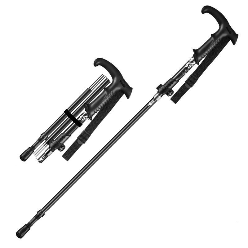 Ultraleichter Aluminium-Wanderstock – Schwarz