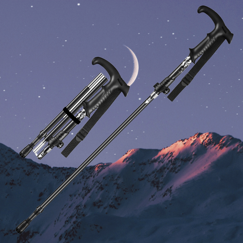 Ultraleichter Aluminium-Wanderstock – Schwarz