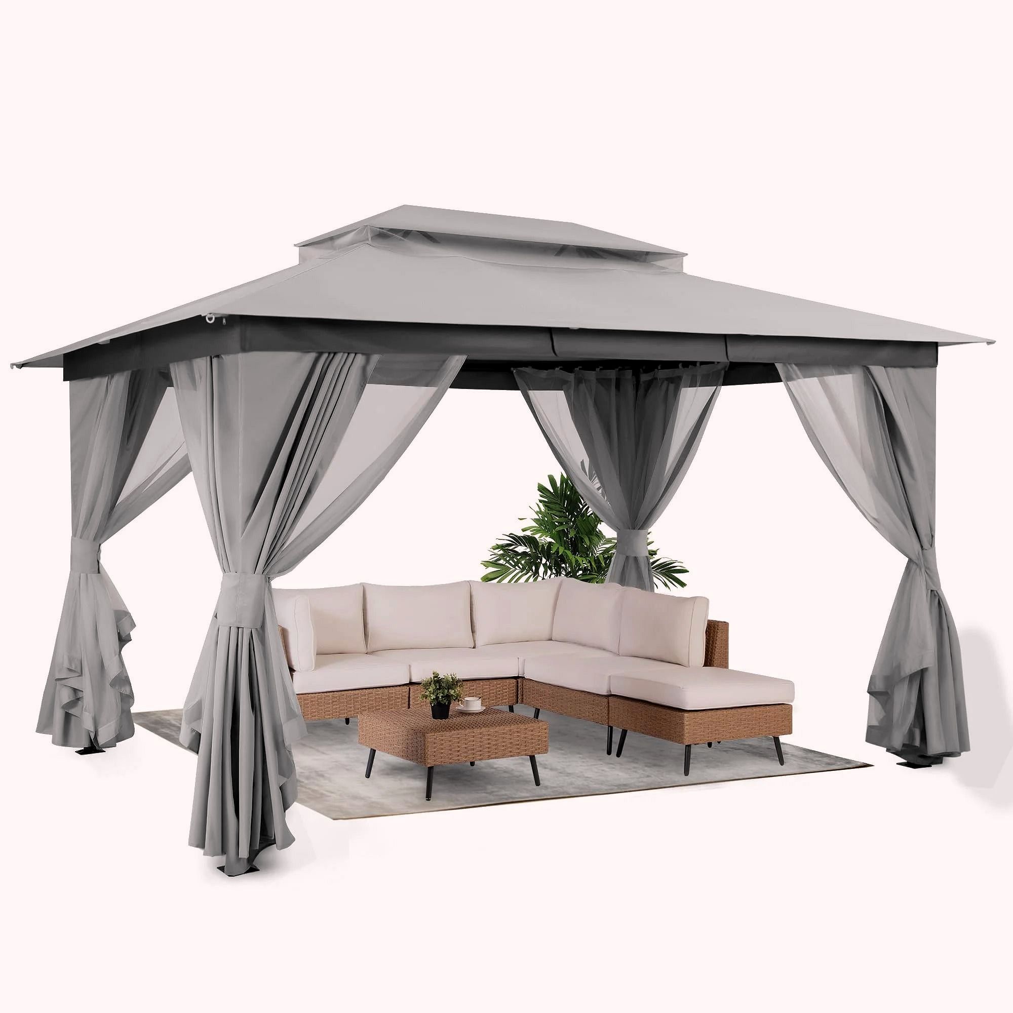 2026 LAUSAINT HOME Outdoor-Pavillon 10 × 13 ft mit Expansionsankern – Robuster Gartenpavillon für Terrasse & Garten