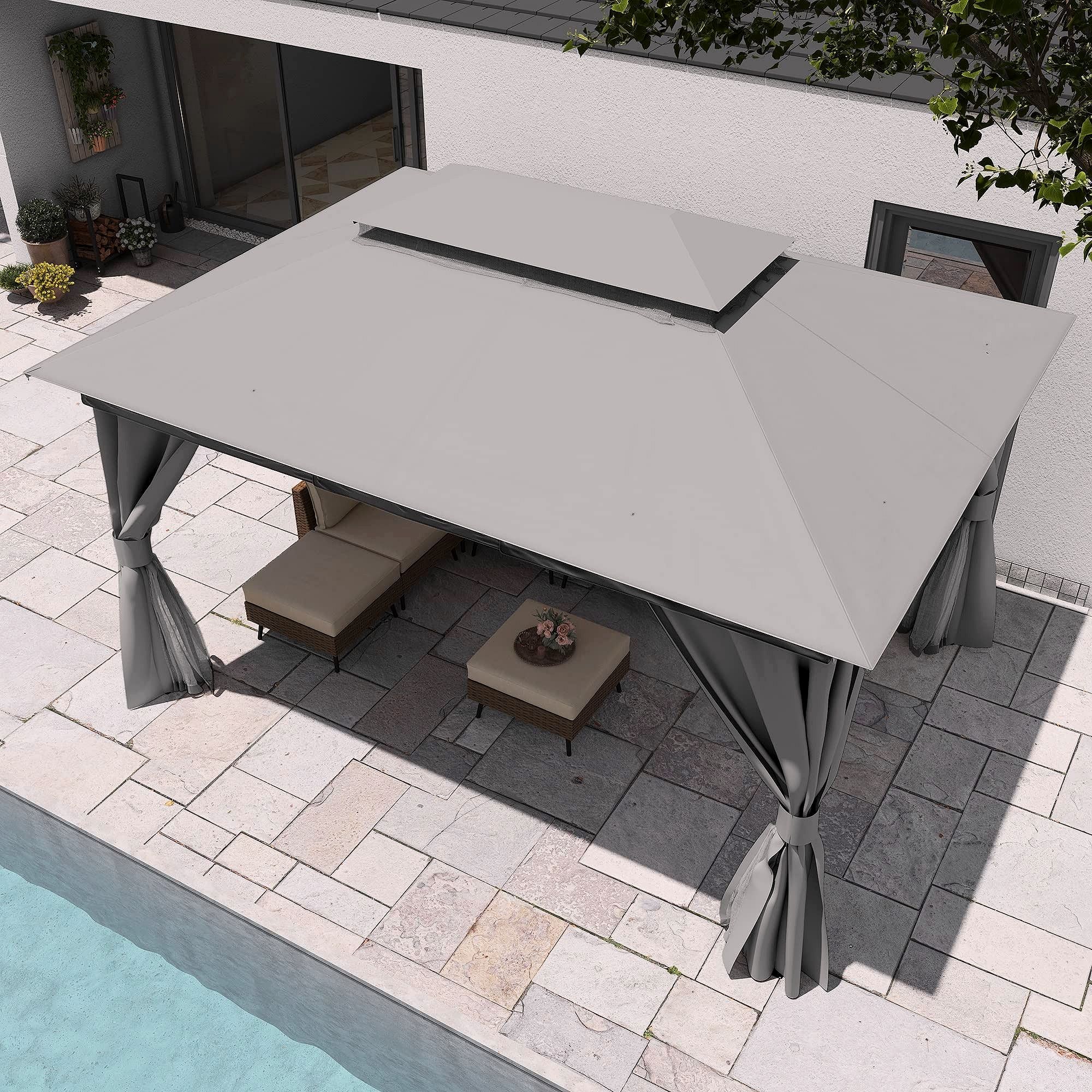 2026 LAUSAINT HOME Outdoor-Pavillon 10 × 13 ft mit Expansionsankern – Robuster Gartenpavillon für Terrasse & Garten