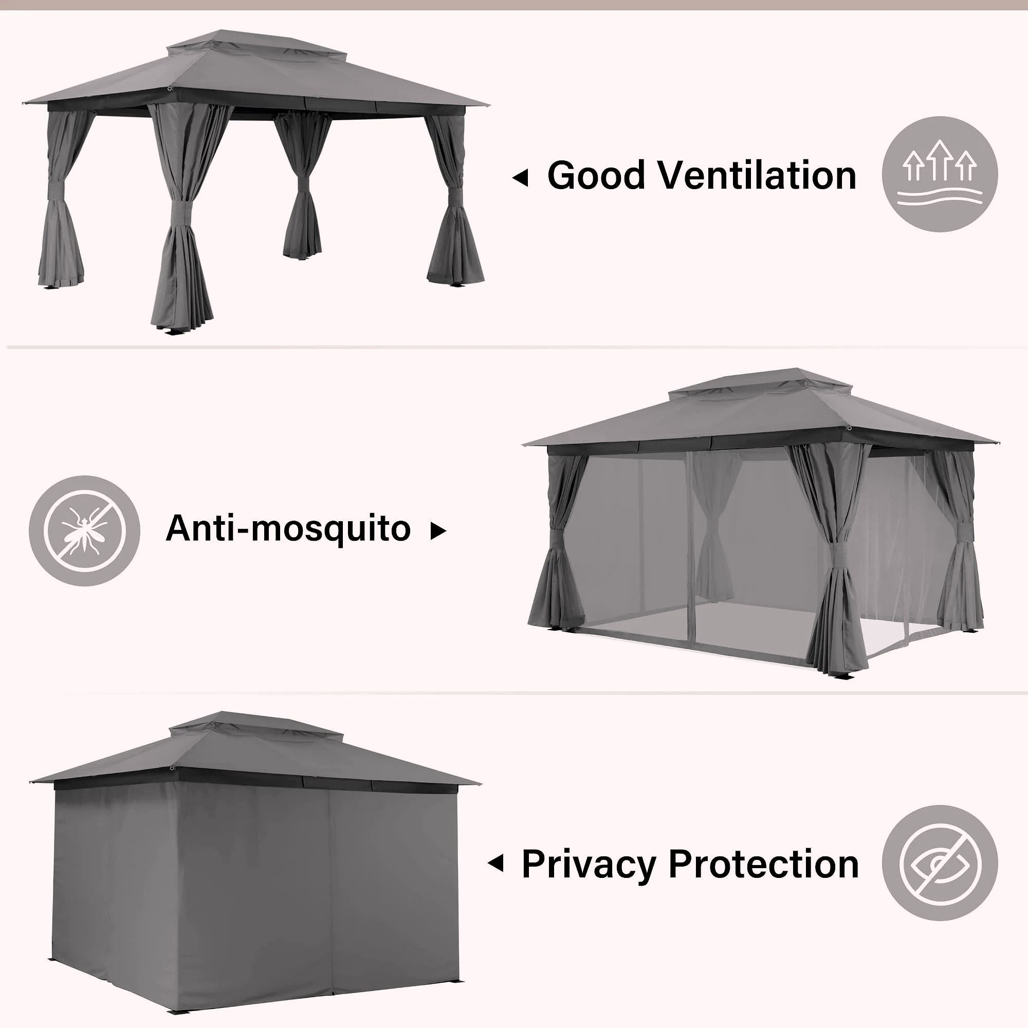 2026 LAUSAINT HOME Outdoor-Pavillon 10 × 13 ft mit Expansionsankern – Robuster Gartenpavillon für Terrasse & Garten