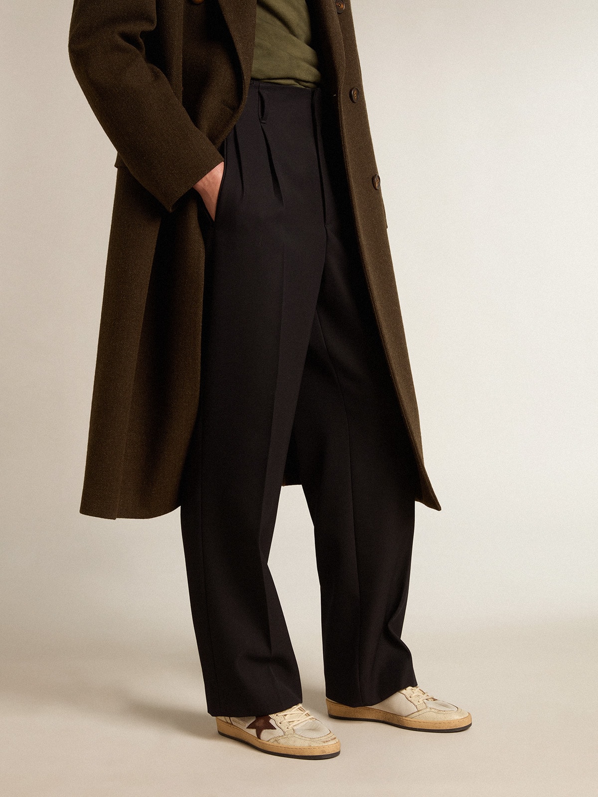 Men's Ball Star LTD in ecru leather and white mesh with brown star