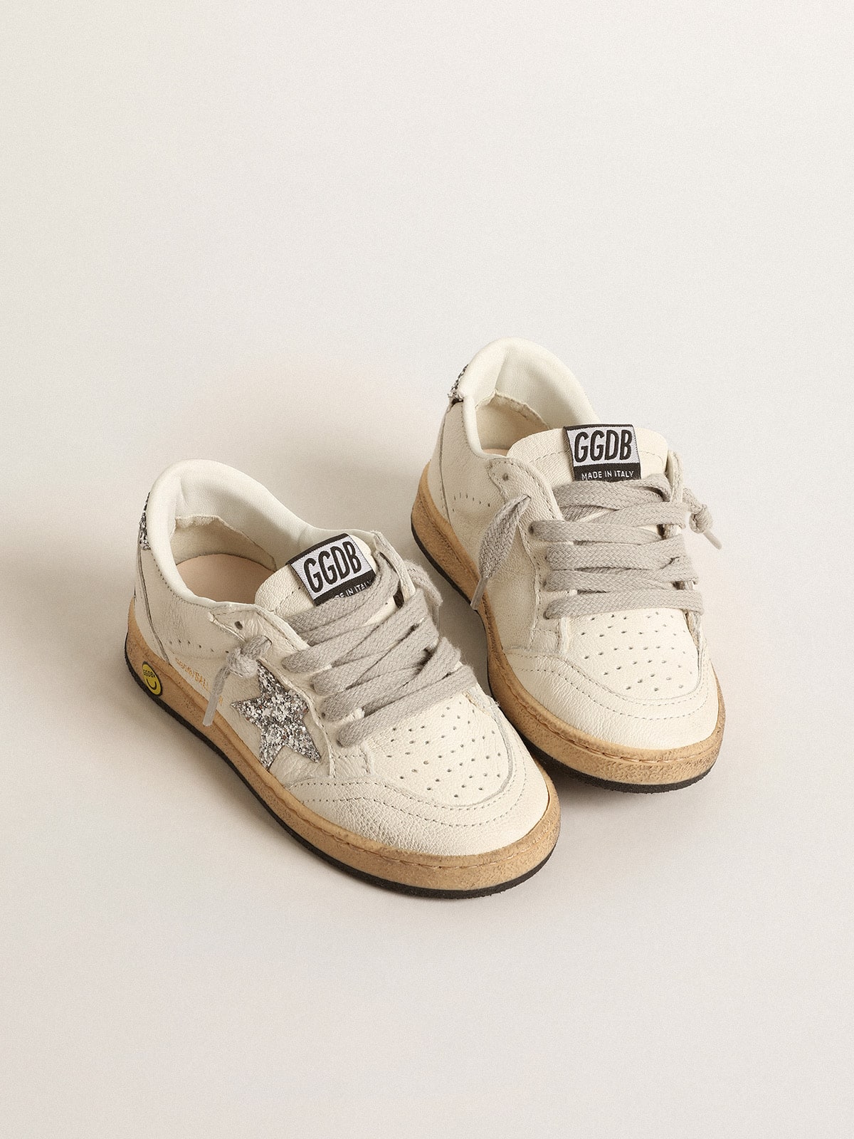 Young Ball Star in nappa with silver glitter star and heel tab