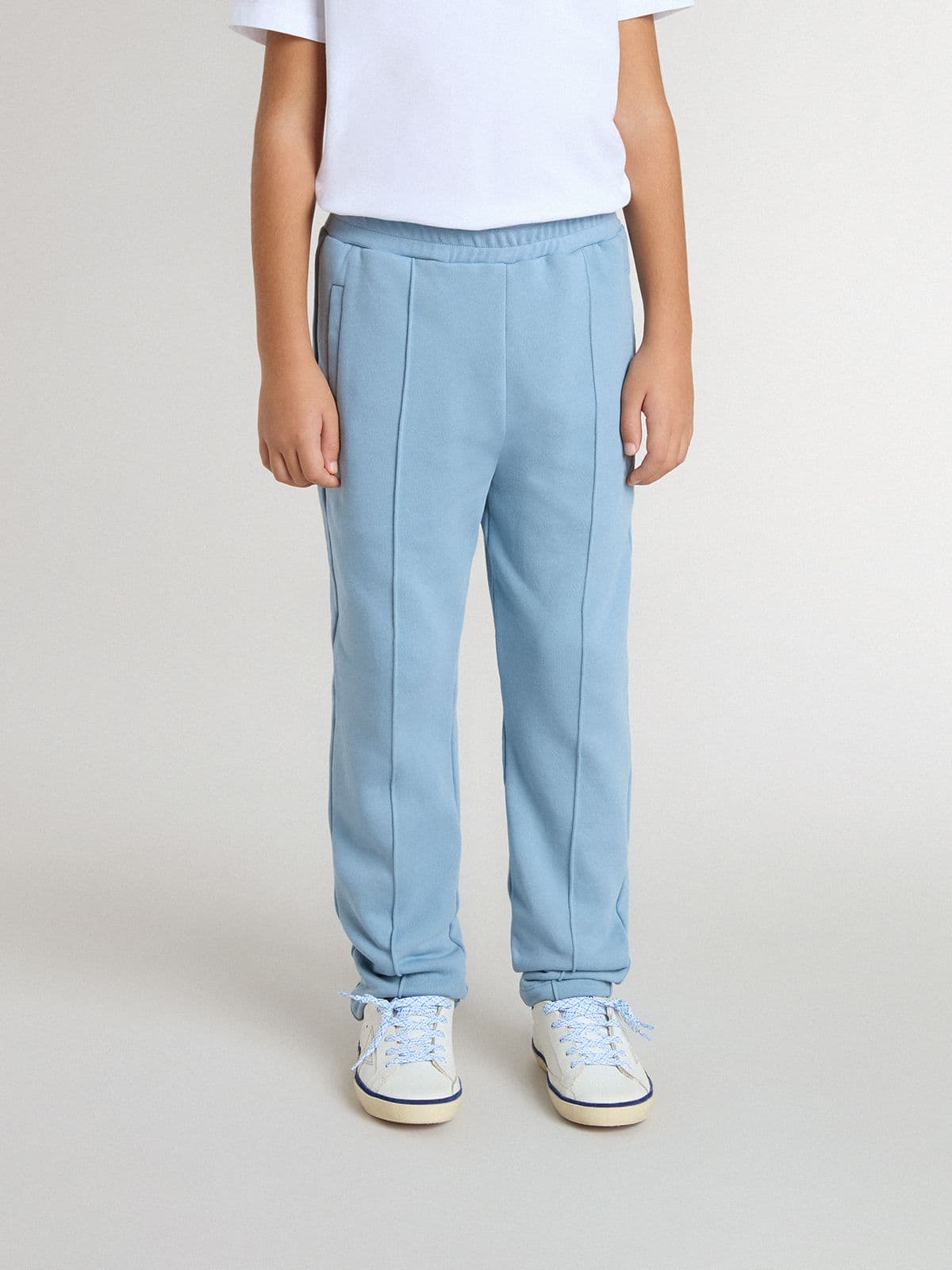 Boys' light blue printed joggers
