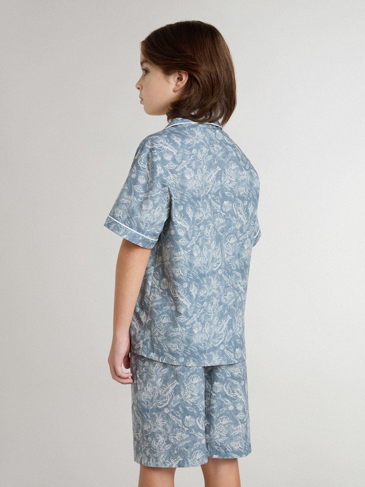 Boys' blue shirt with white print