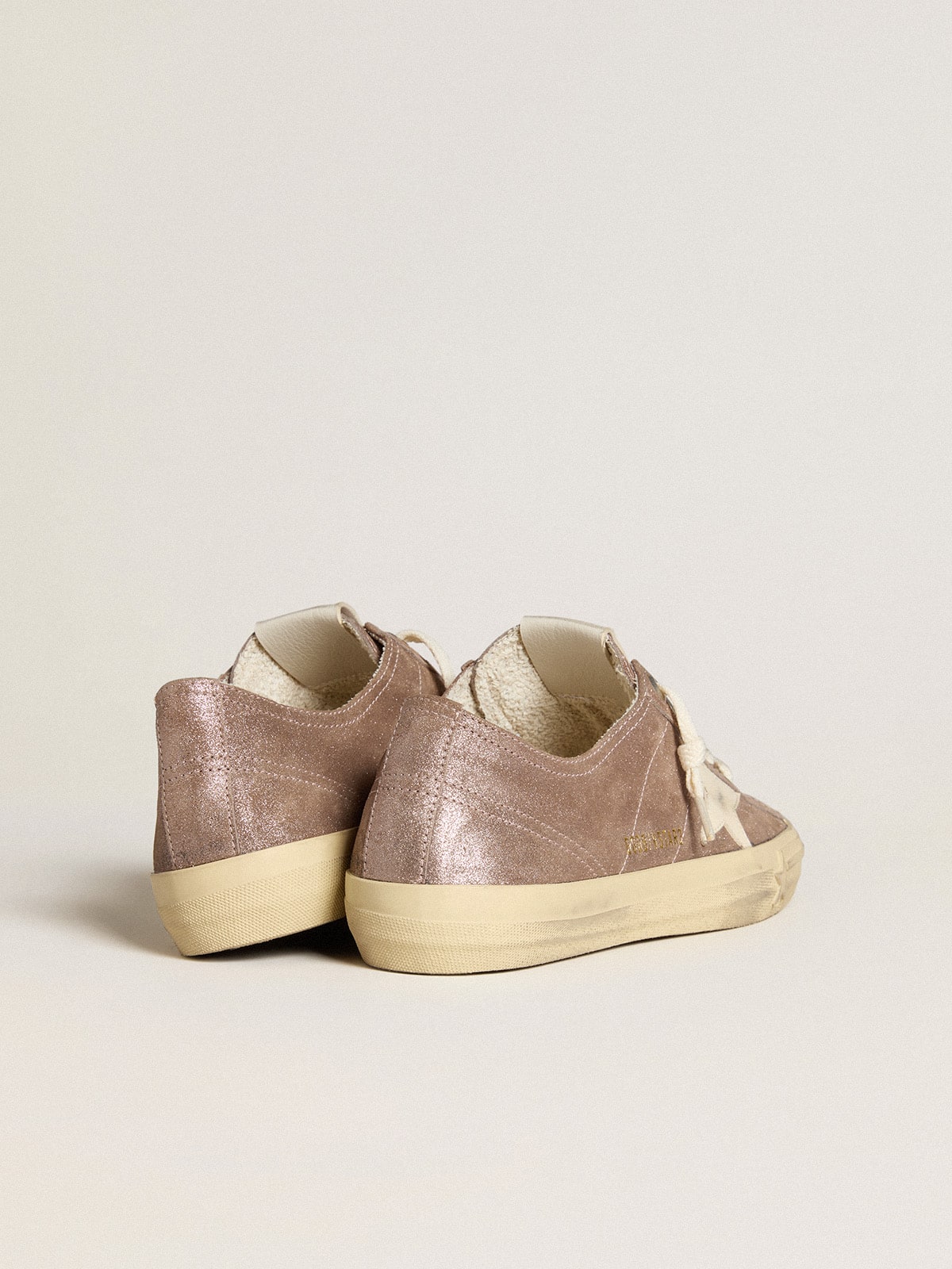 Women's V-Star in light brown metallic suede with cream leather star