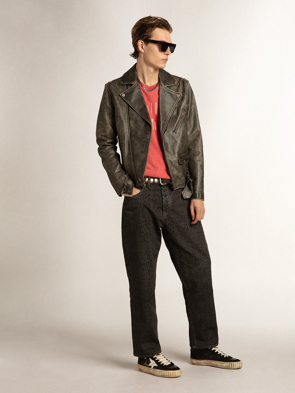 Men’s Mid Star in black nappa and suede with white leather star