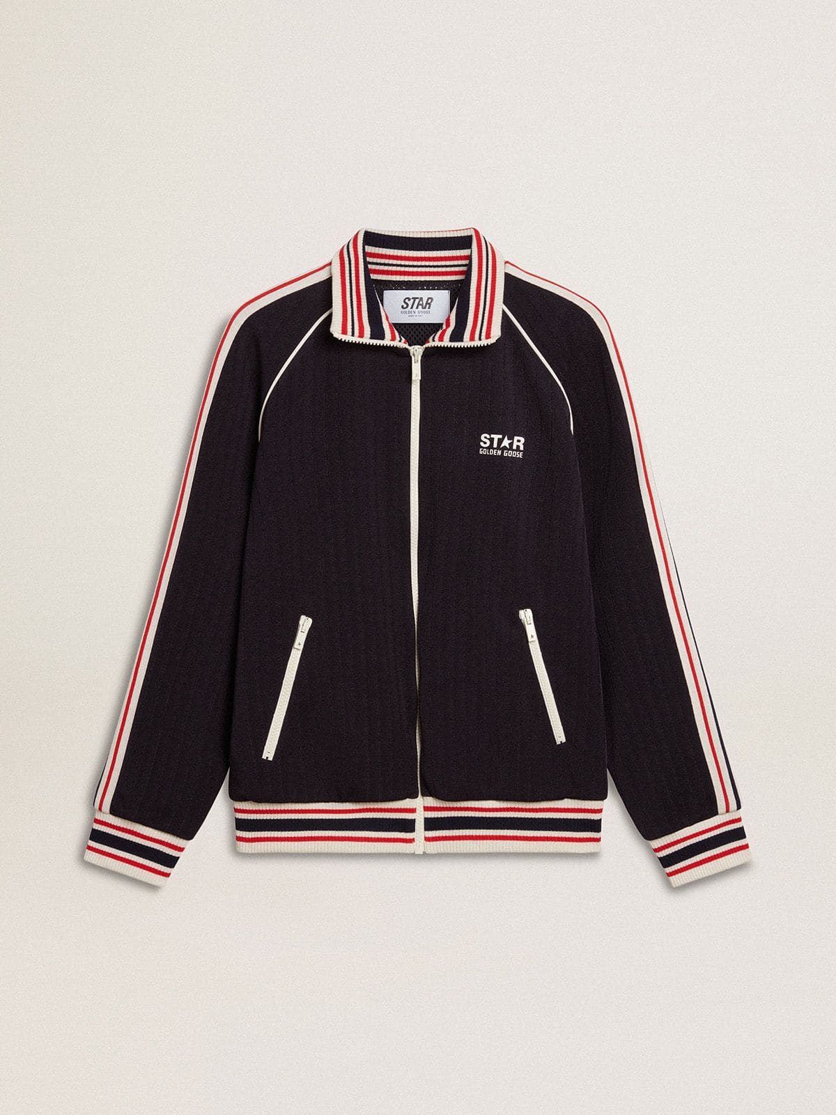 Men’s dark blue zipped sweatshirt with white logo