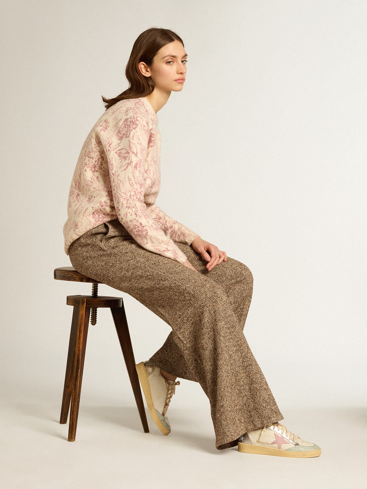 Ball Star with pink suede star and metallic leather inserts