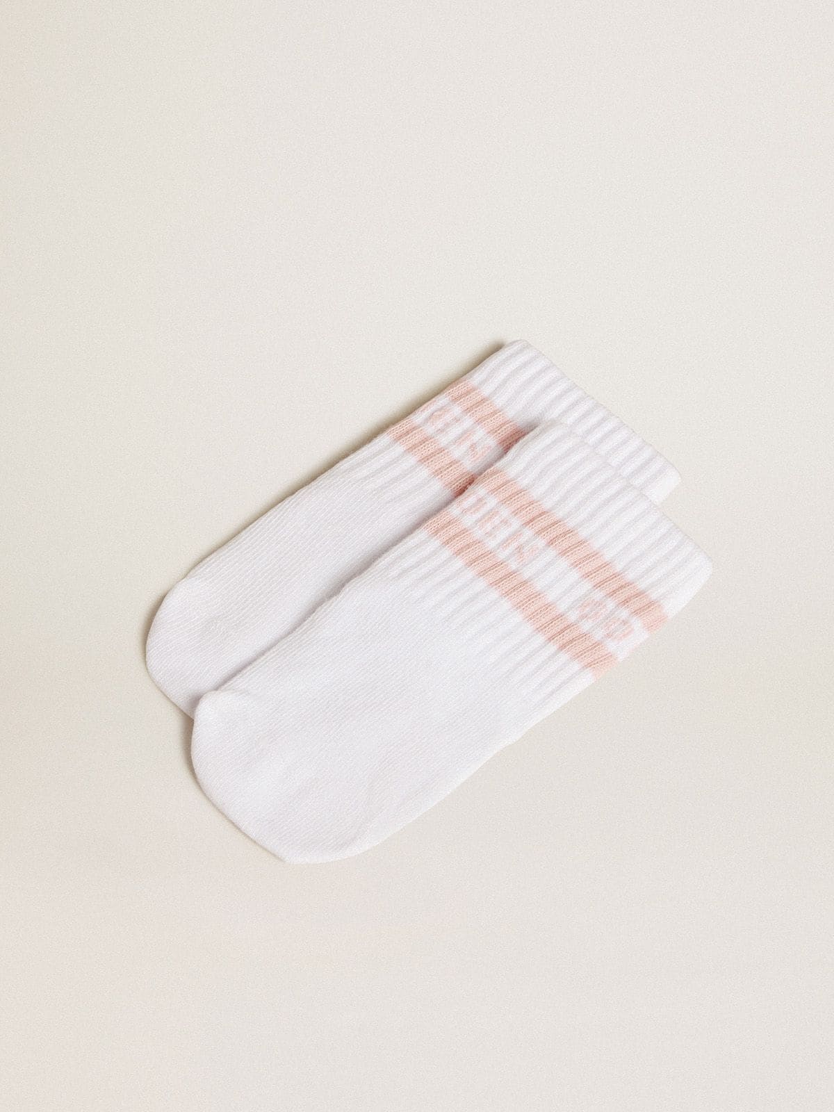 Baby School set in white nappa leather with pink leather heel tab