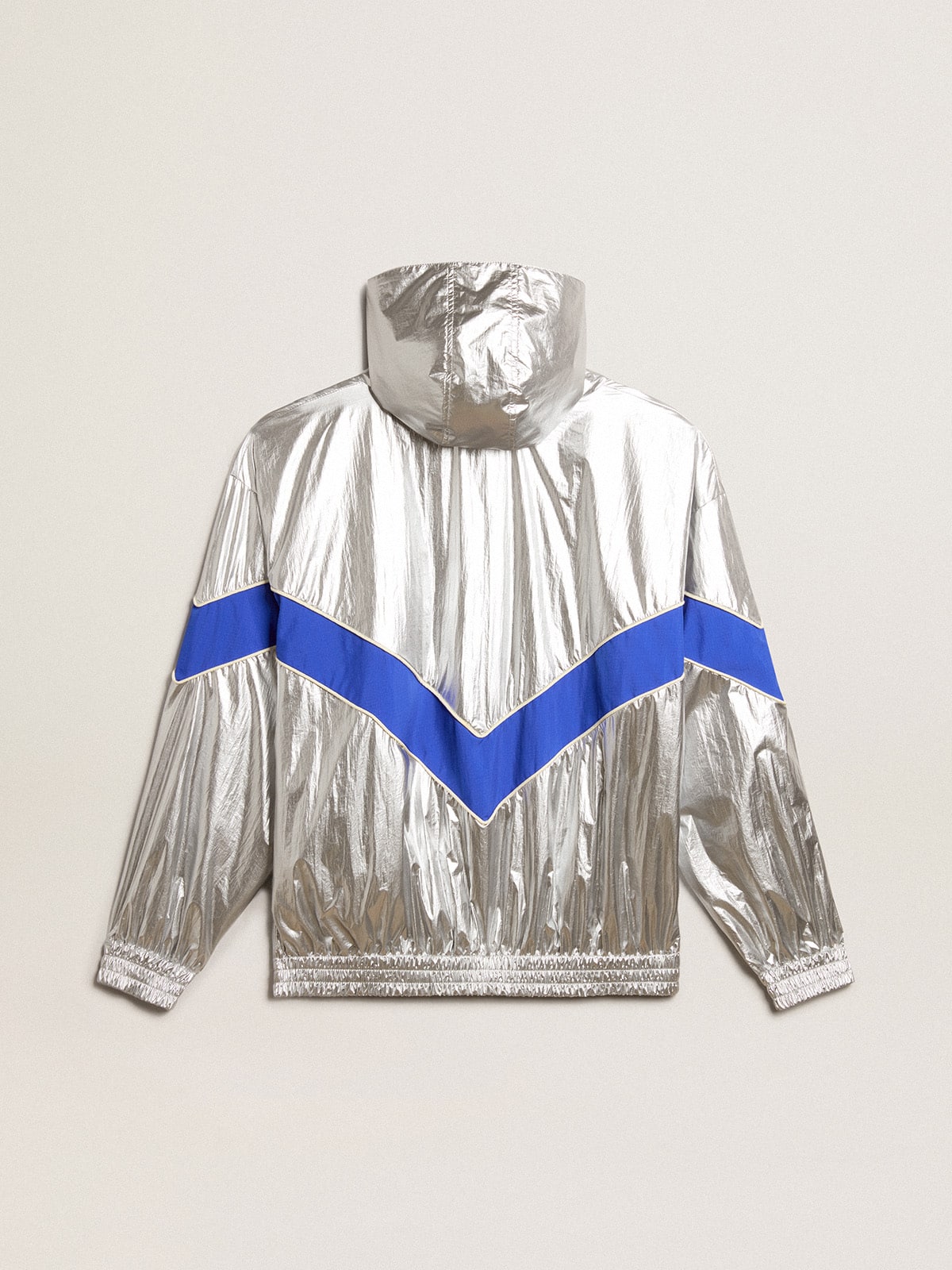 Men's windcheater in silver technical fabric