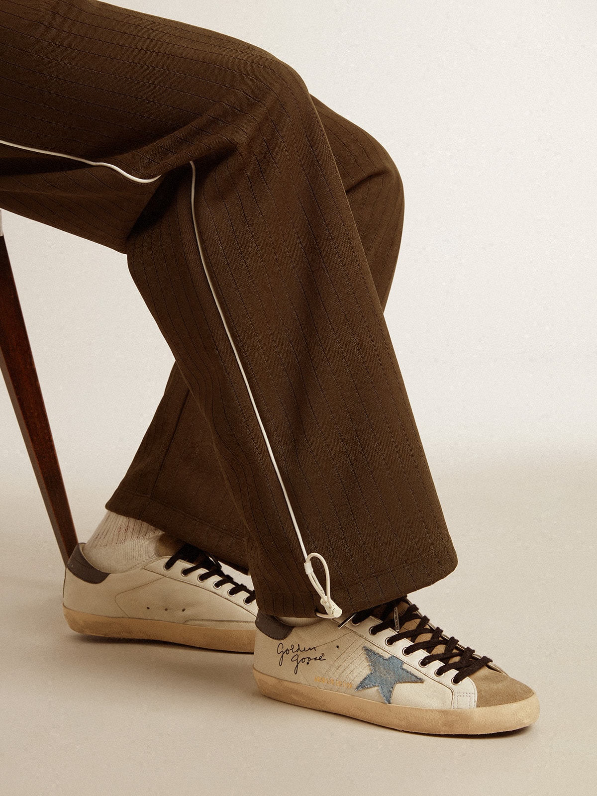 Super-Star in nappa leather with light blue suede star and gray leather heel tab