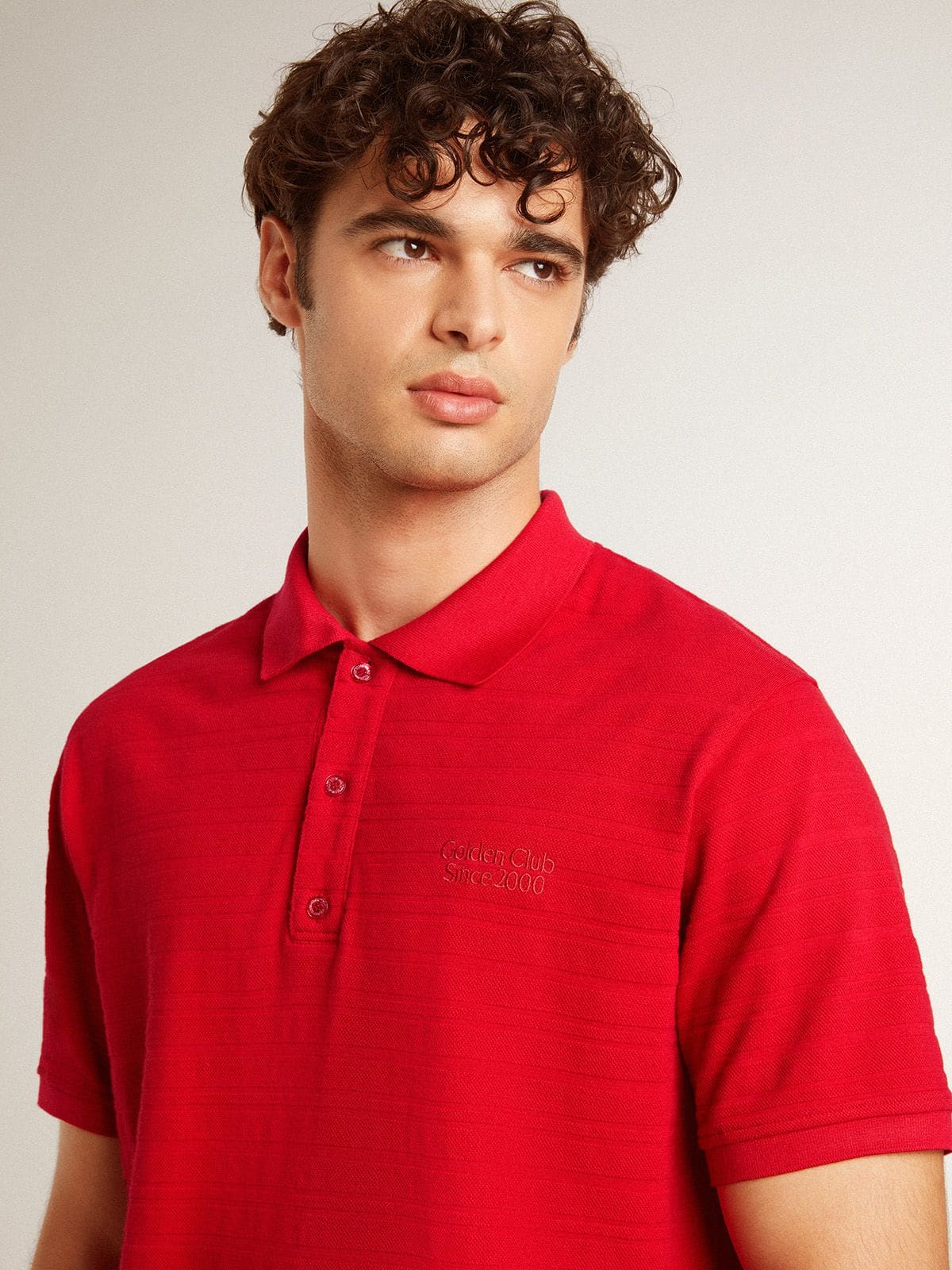 Men's polo shirt in red cotton piquet