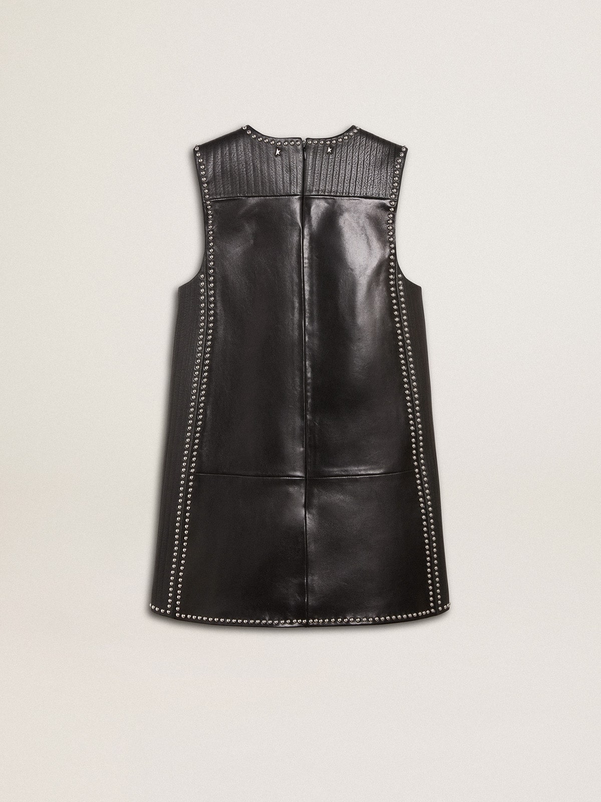 Women’s black nappa leather dress with studs