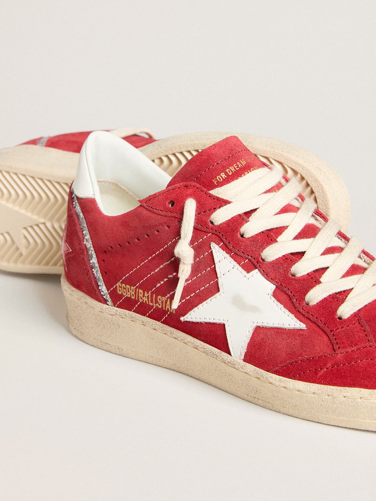 Ball Star in red suede with white leather star and heel tab