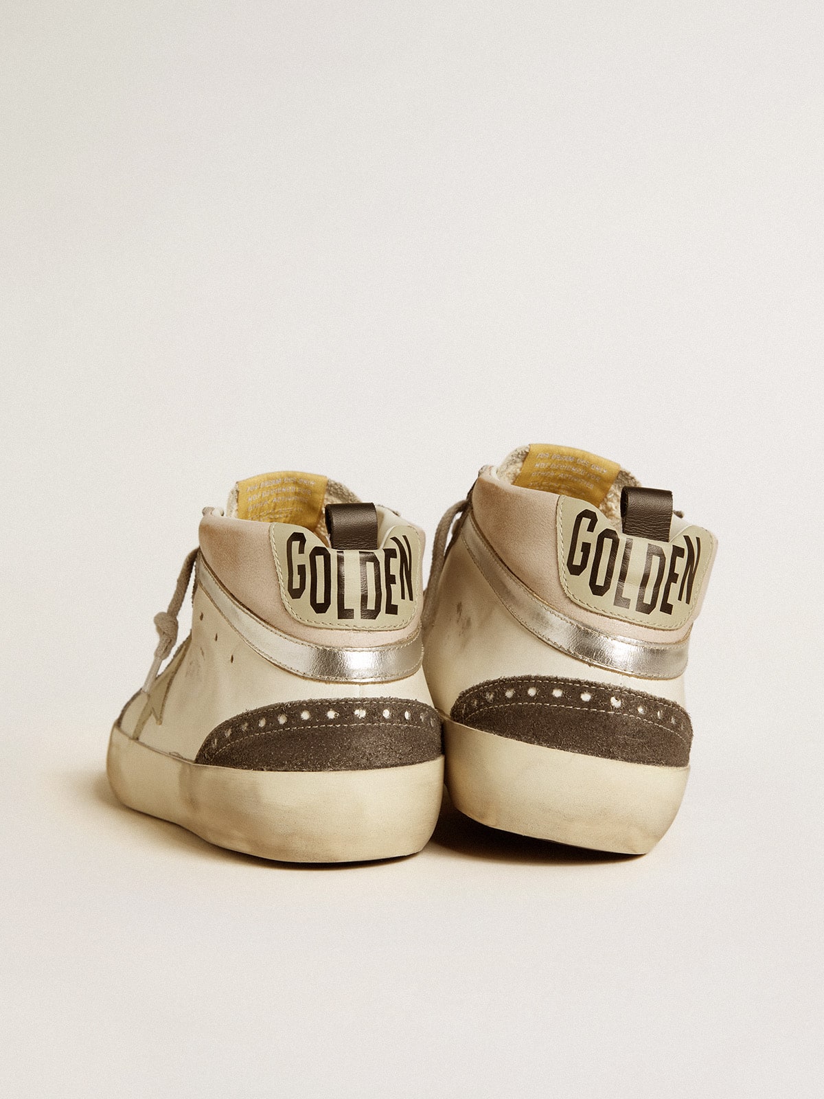 Mid Star with gray leather star and metallic silver leather flash