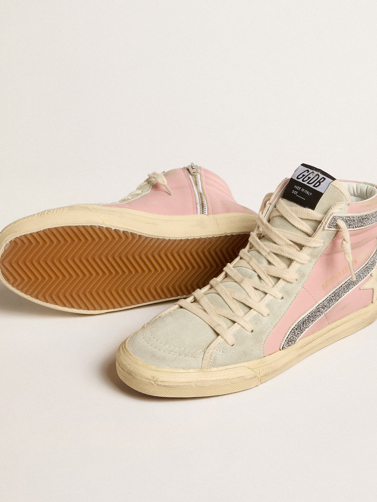 Pink Slide LTD with leather star and Swarovski crystal flash