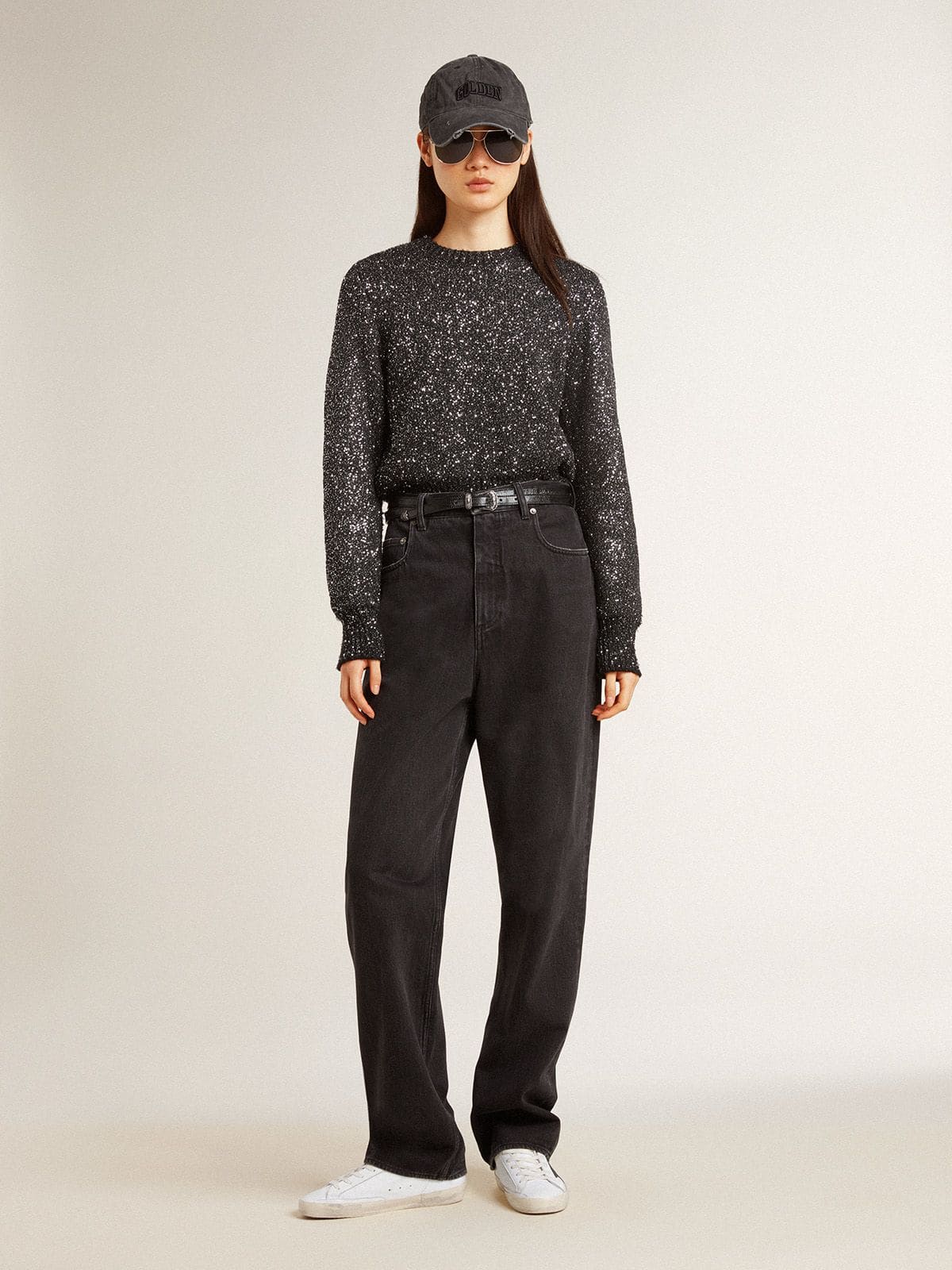 Women’s Super-Star with a black Swarovski crystal star and heel tab