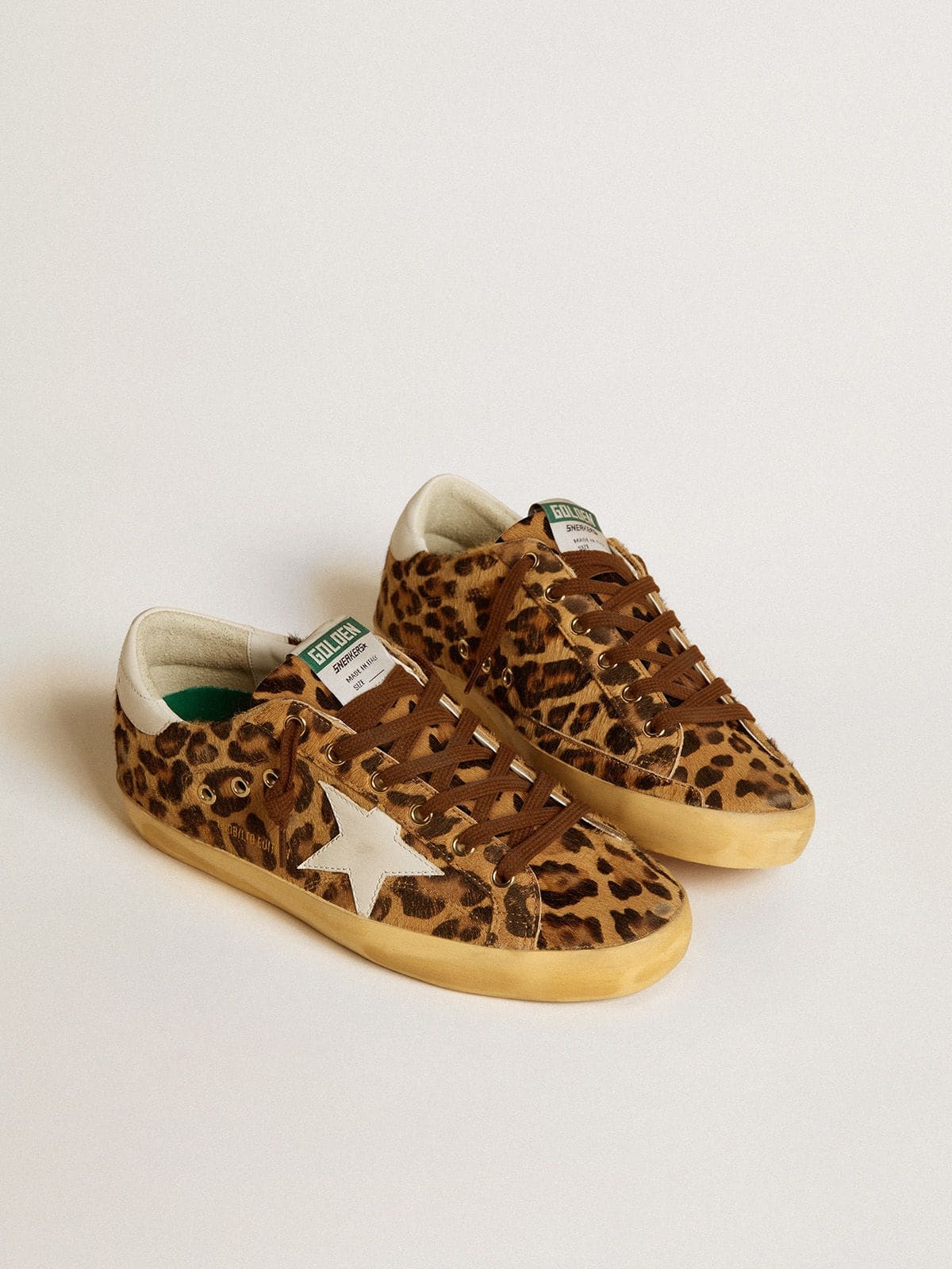 Women’s Super-Star LTD in leopard-print pony skin with leather star and heel tab