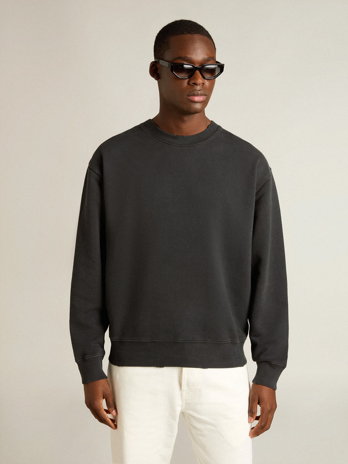 Sweatshirt in washed black with reverse logo on the back - Jersey Capsule