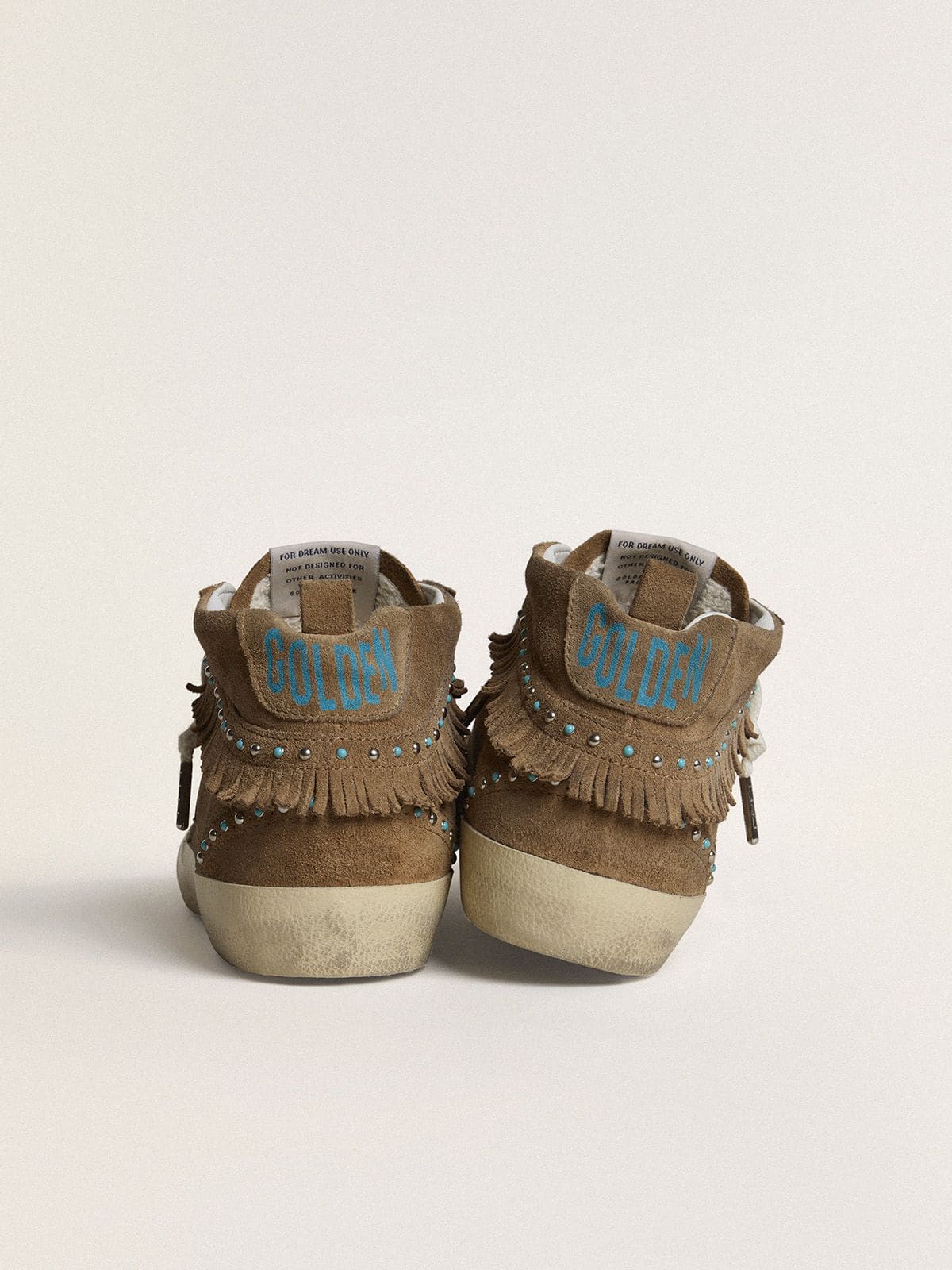 Women's Mid Star in tobacco suede with fringing and studs