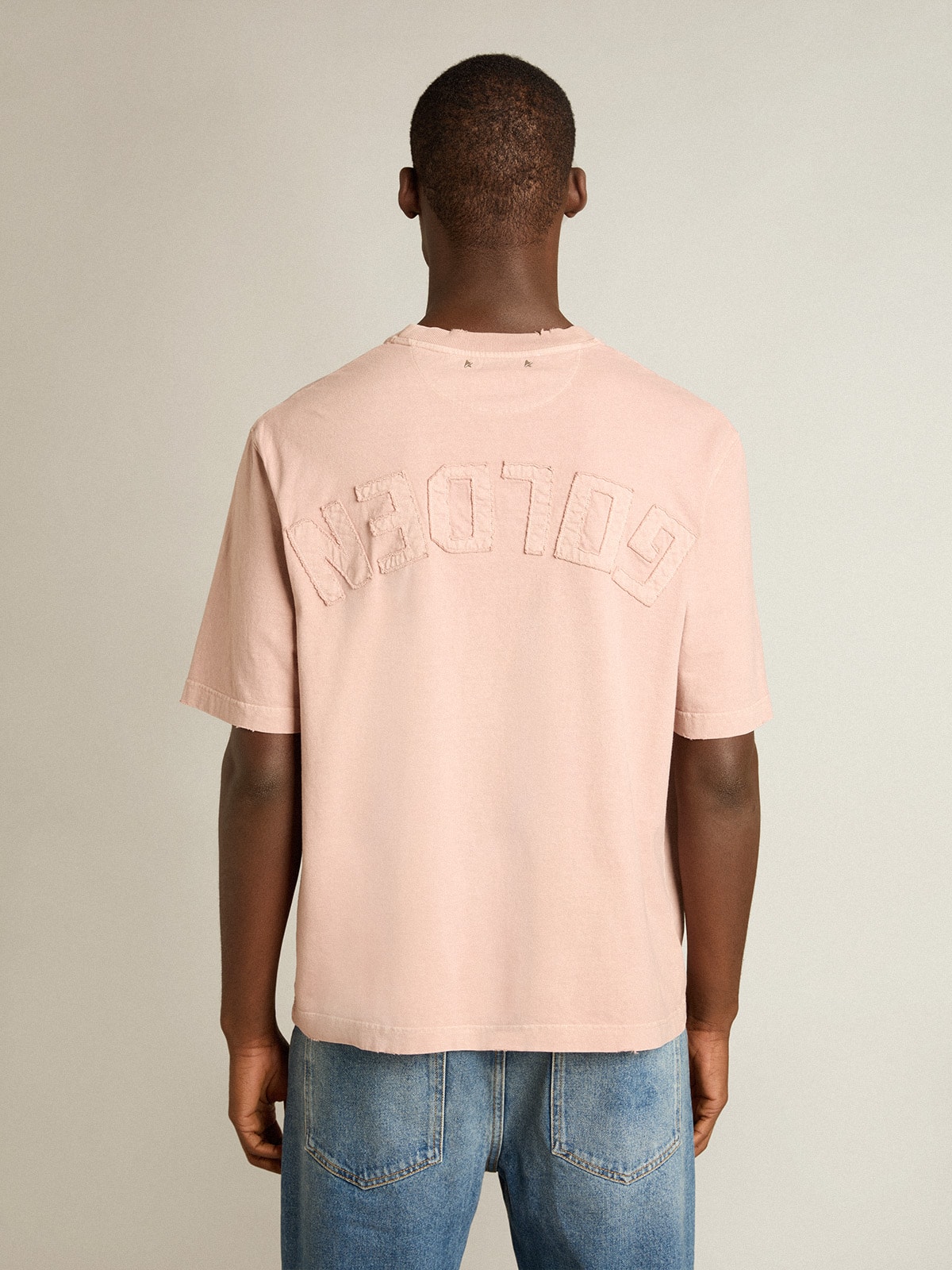 Powder-pink T-shirt with reverse logo on the back - Jersey Capsule