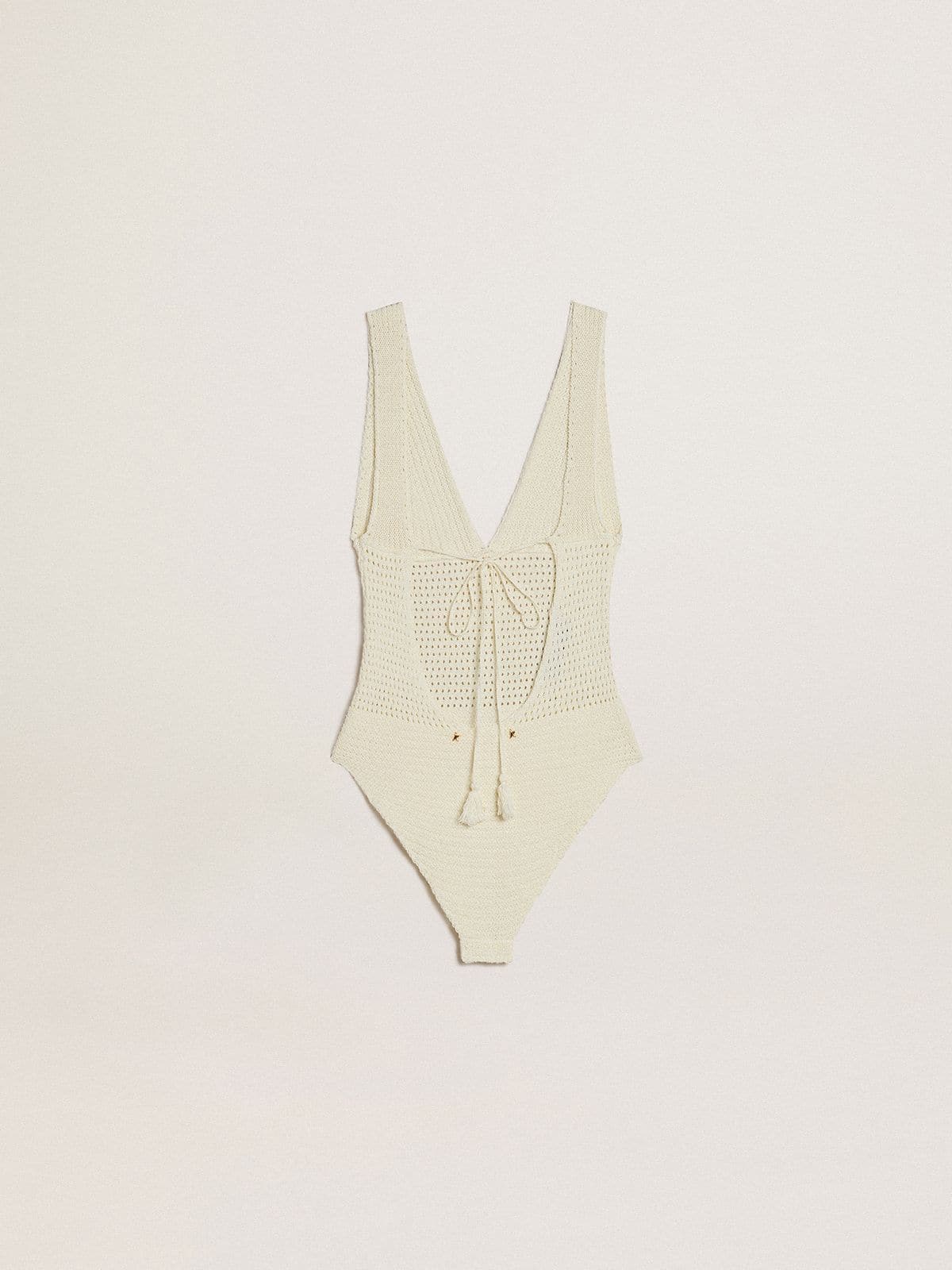 Women's crochet bodysuit in white cotton