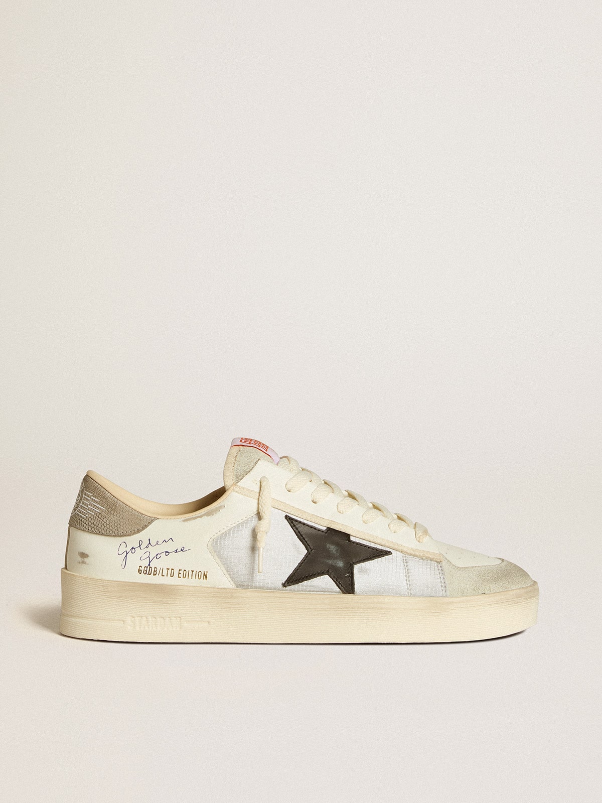 Men's Stardan in leather and nylon with black leather star and nubuck heel tab